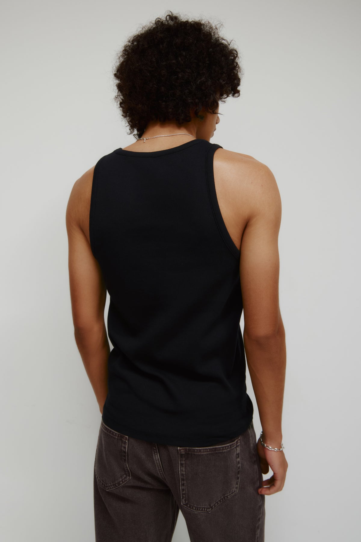 Débardeur côtelé pour hommes en noir