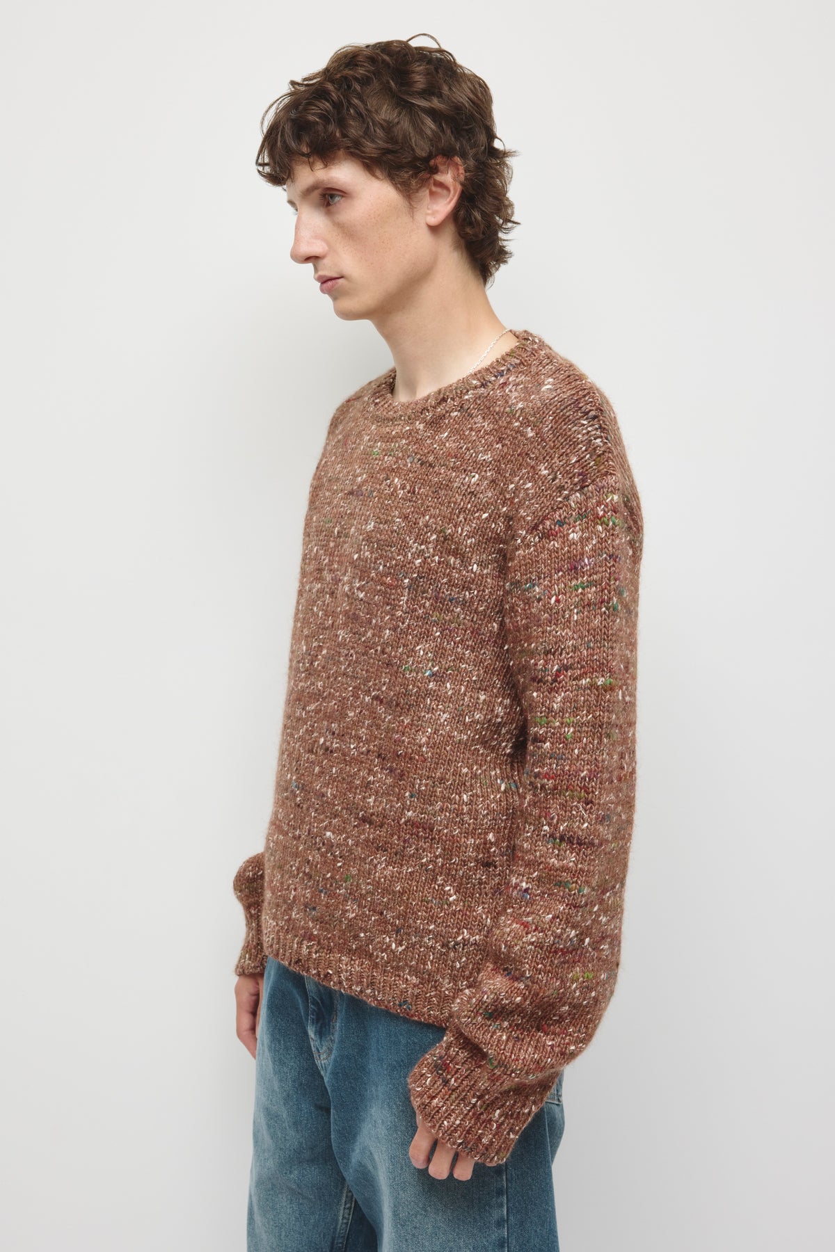 Chandail à col rond Sahran pour homme en acajou