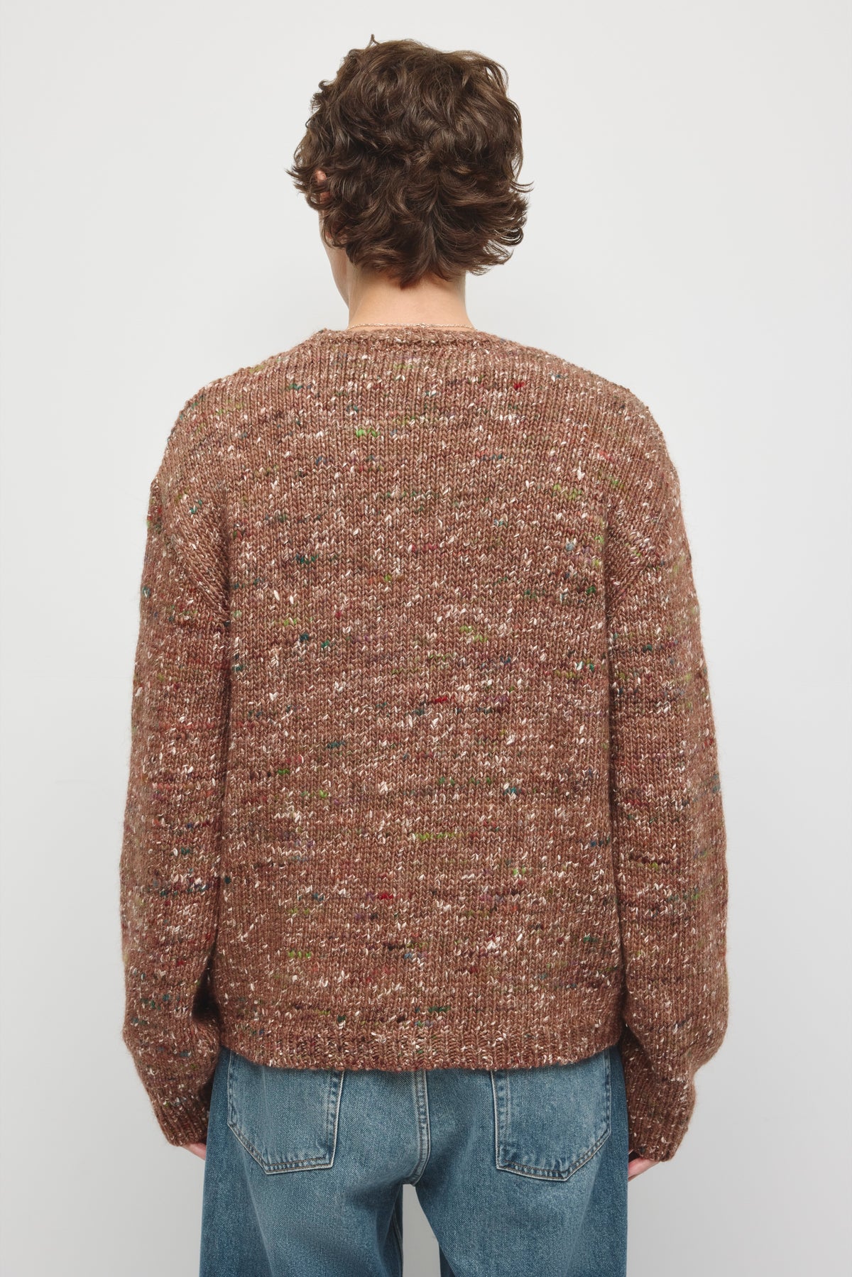 Chandail à col rond Sahran pour homme en acajou