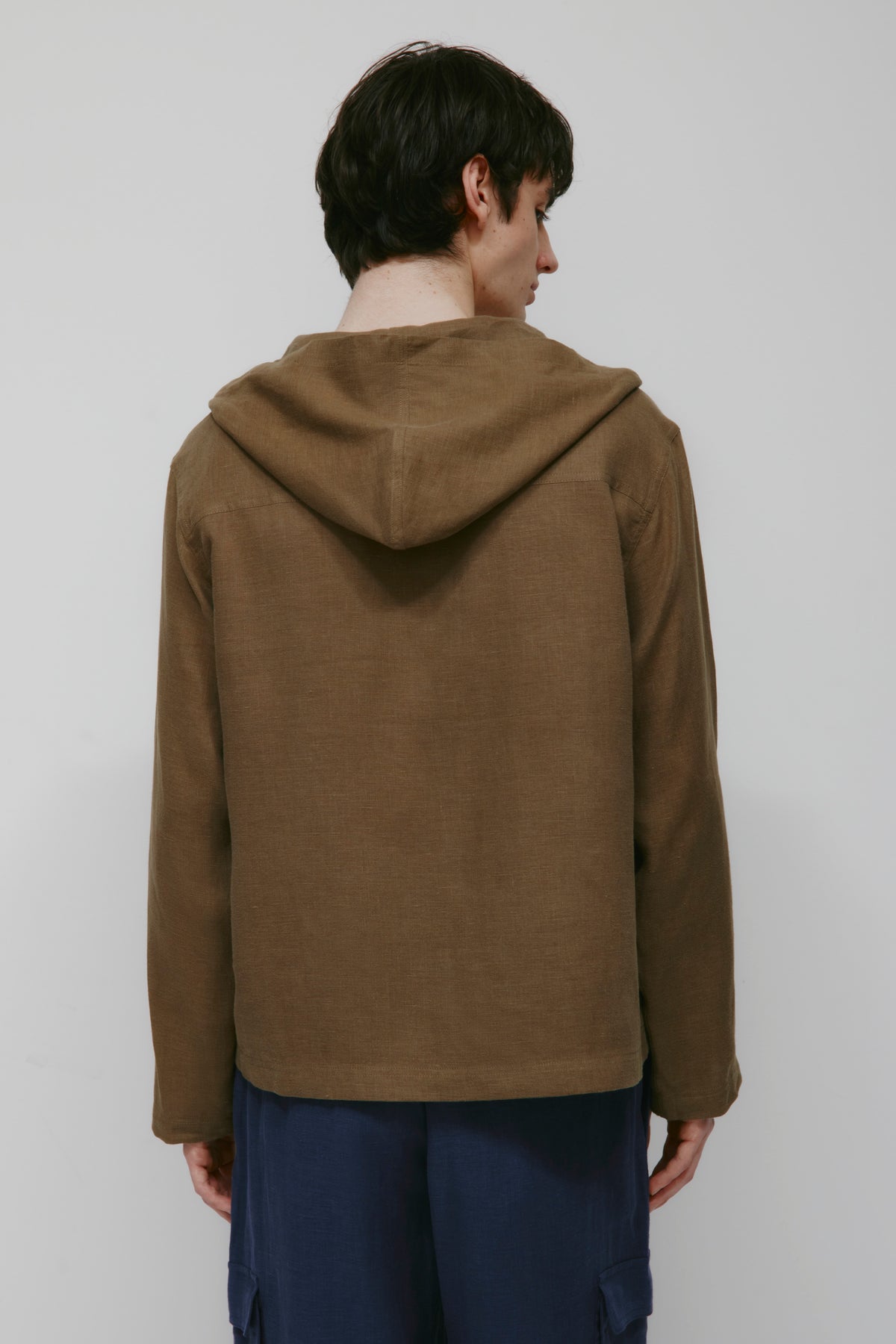 Men's Sila Linen Hoodie in Teak