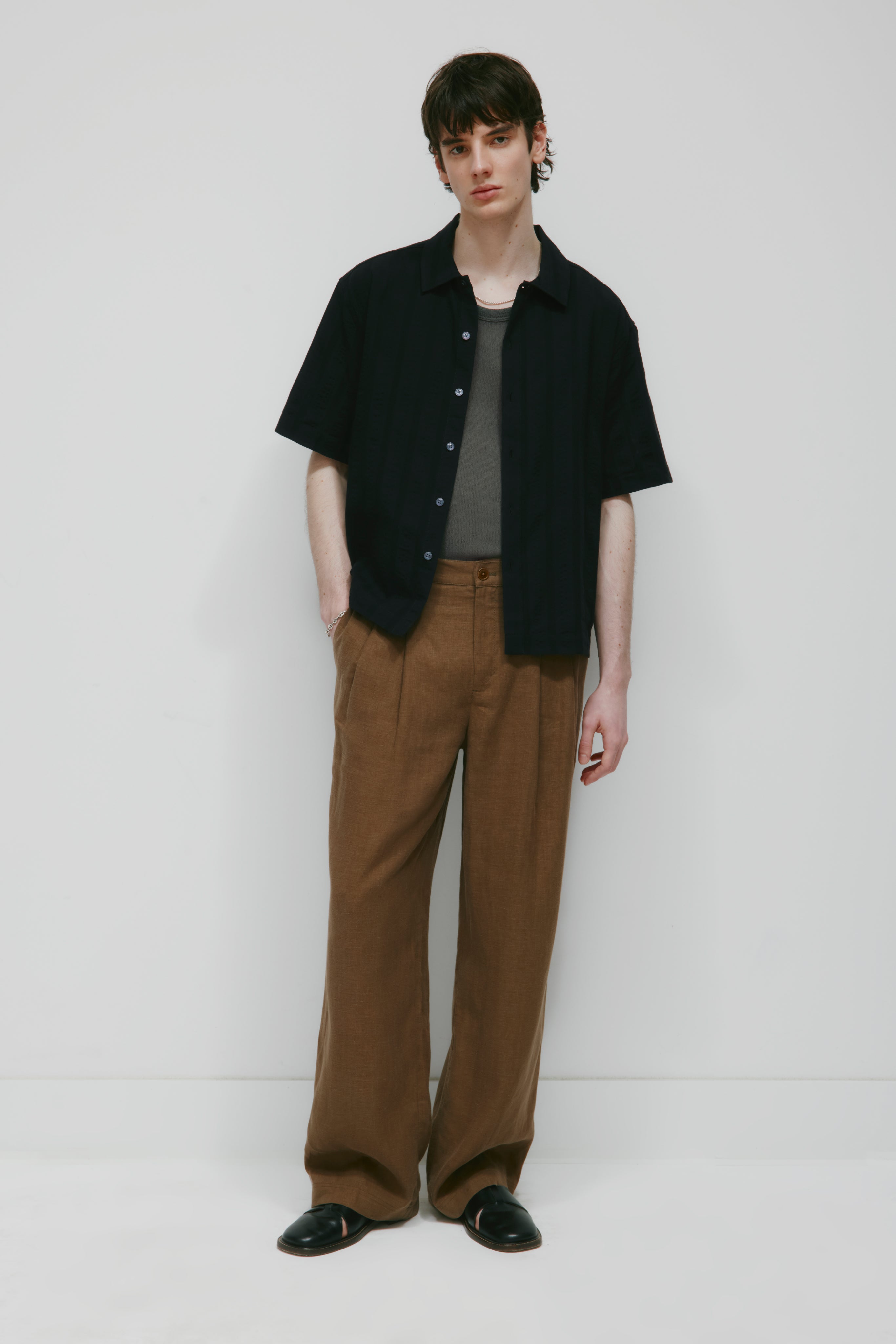 Pantalon en lin Sila pour homme en teck