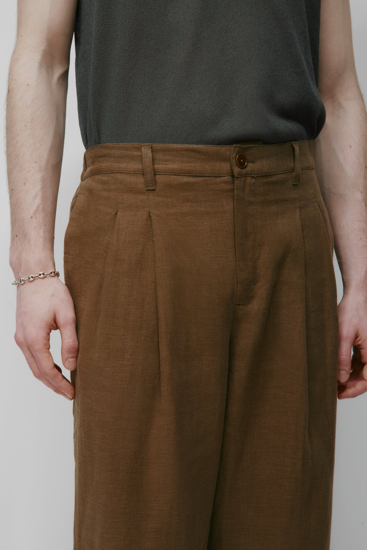 Pantalon en lin Sila pour homme en teck