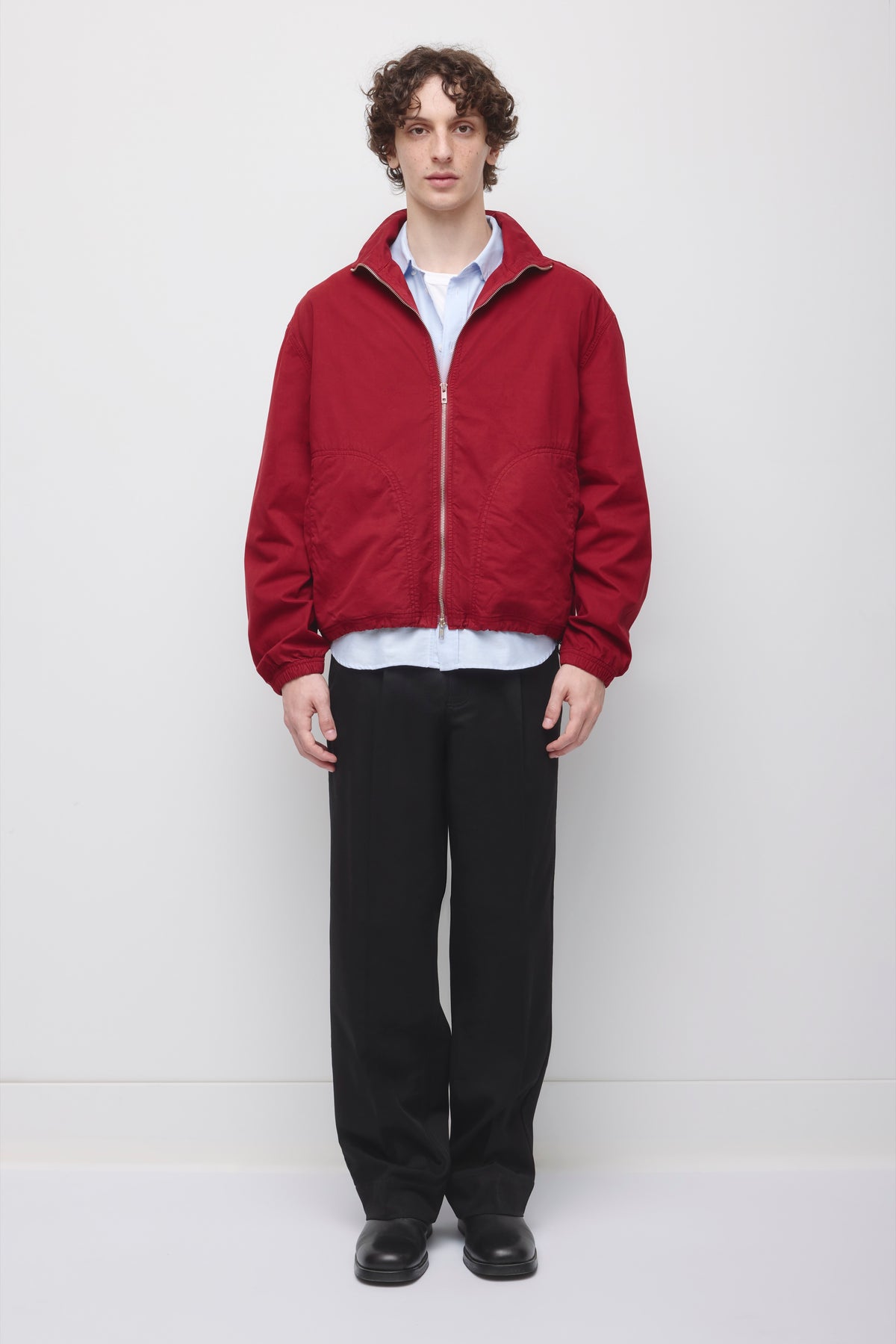 Veste à col montant pour homme en carmin