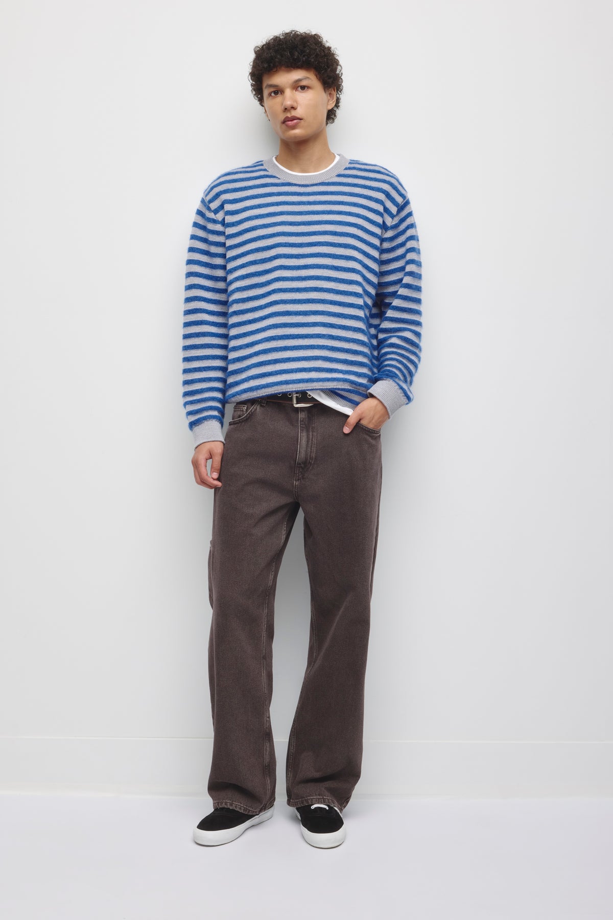 Men's Sukun Fuzzy Sweater in Cobalt Blue/Heather Grey