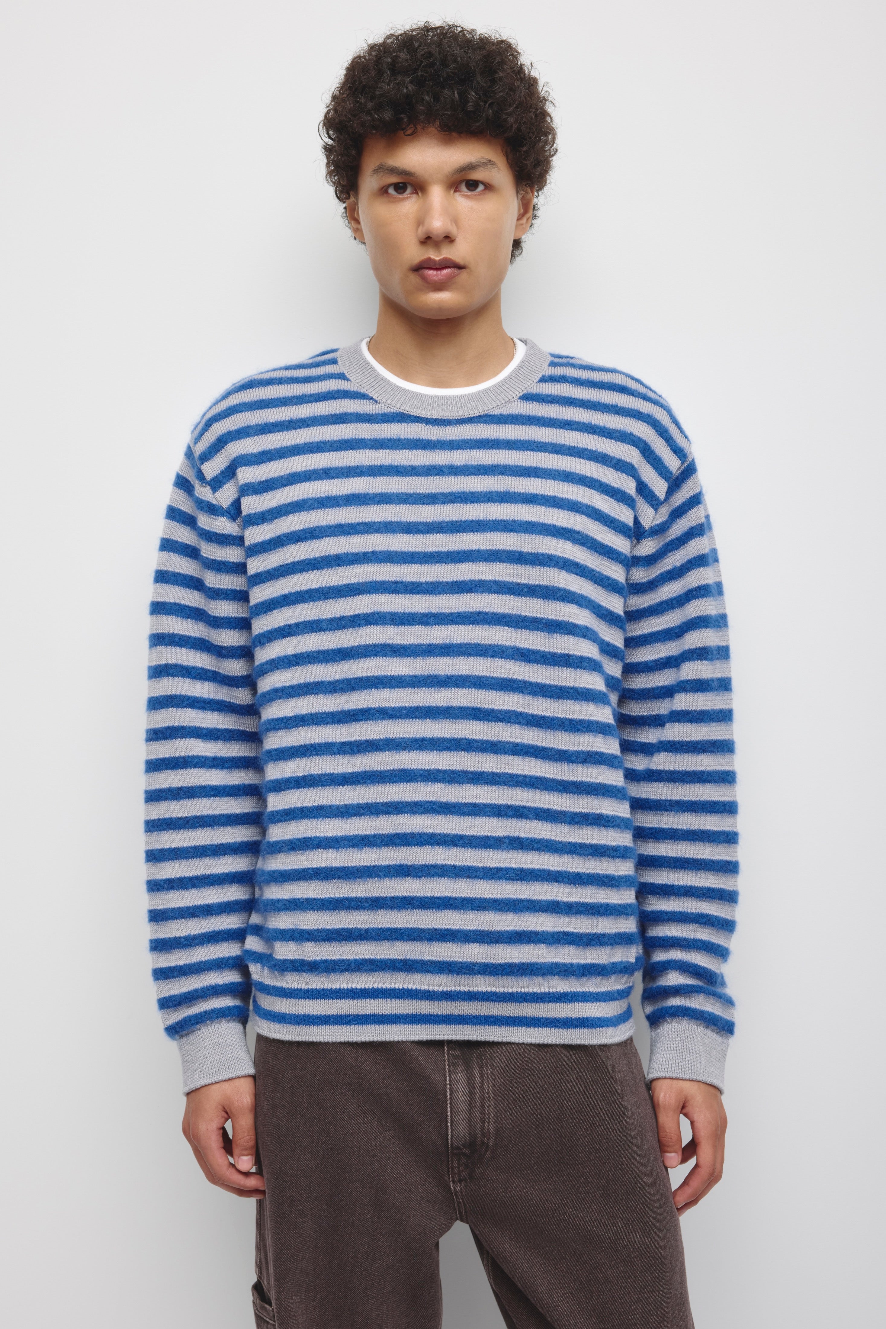 Pull duveteux Sukun pour homme en cobalt Blue/Gris chiné