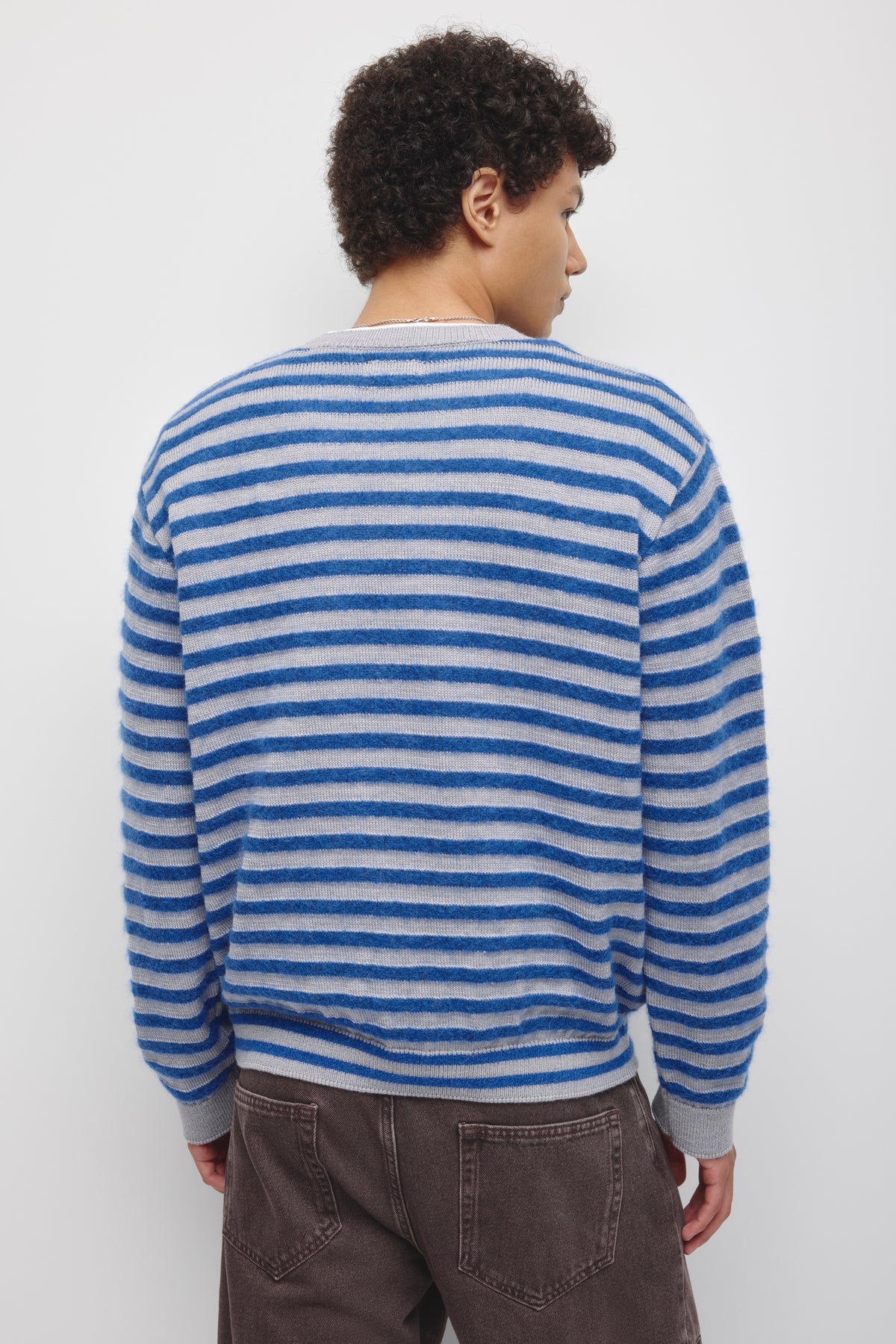 Men's Sukun Fuzzy Sweater in Cobalt Blue/Heather Grey