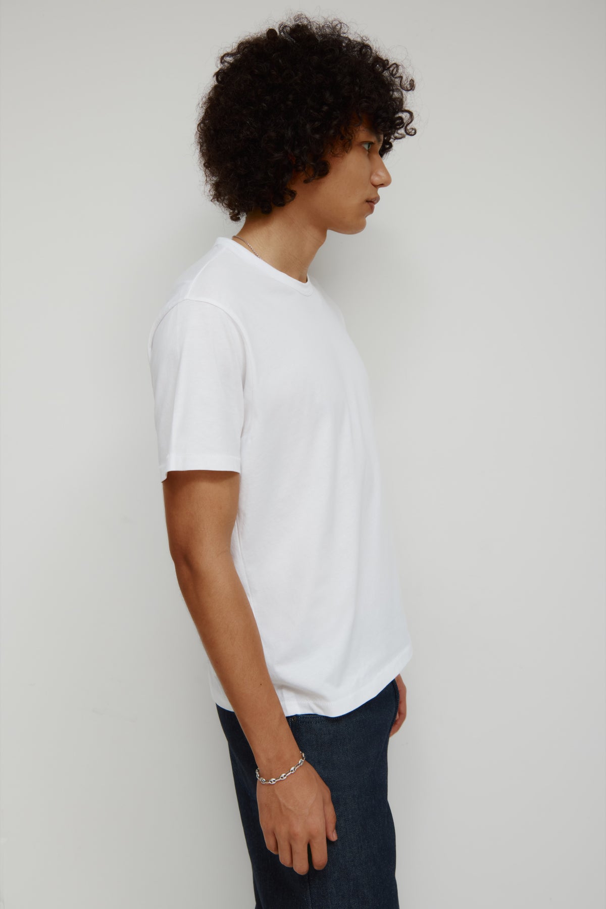 T-shirt à col rond ultra-fin pour homme en blanc