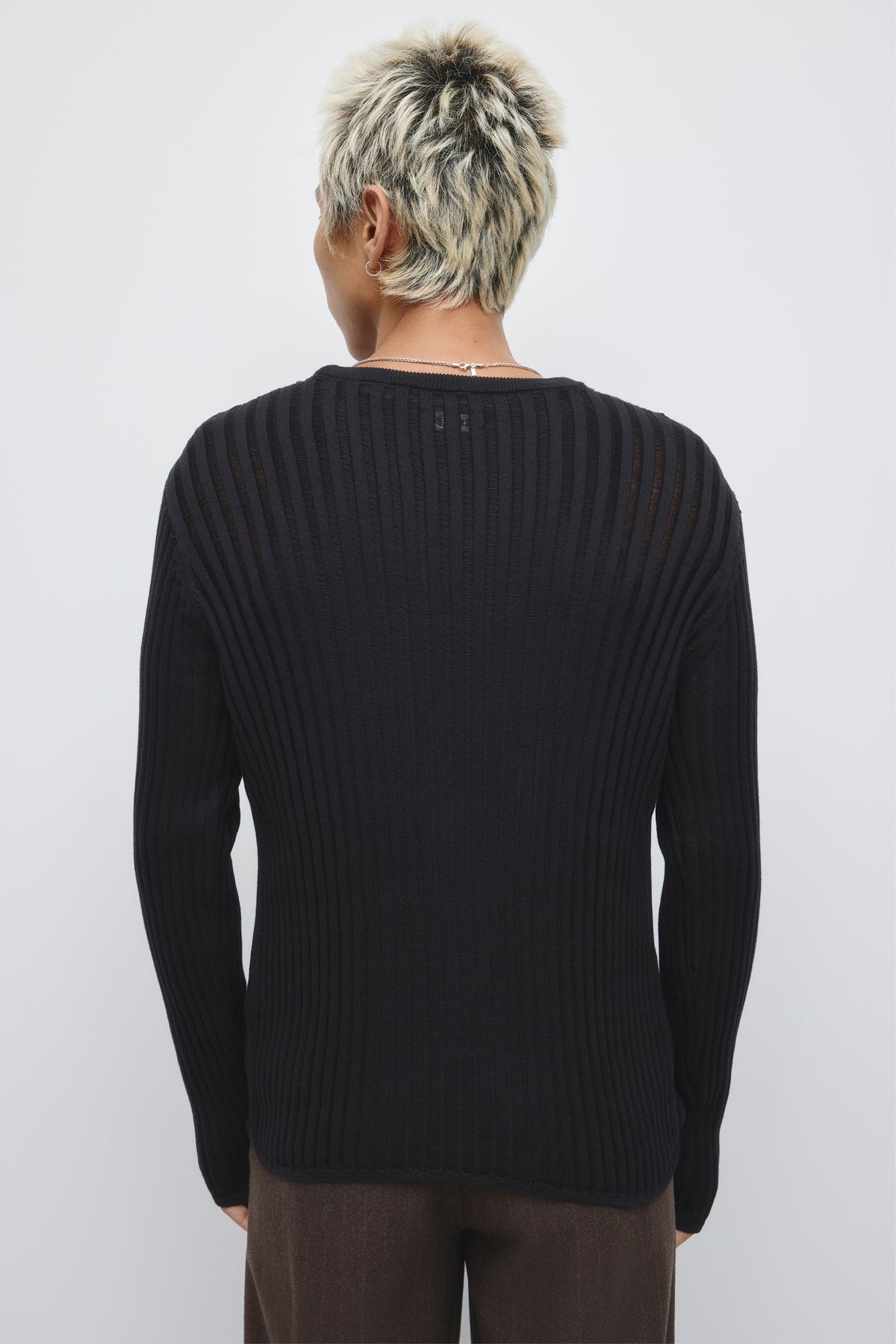 Men's Zalam Open Rib Longsleeve in Black