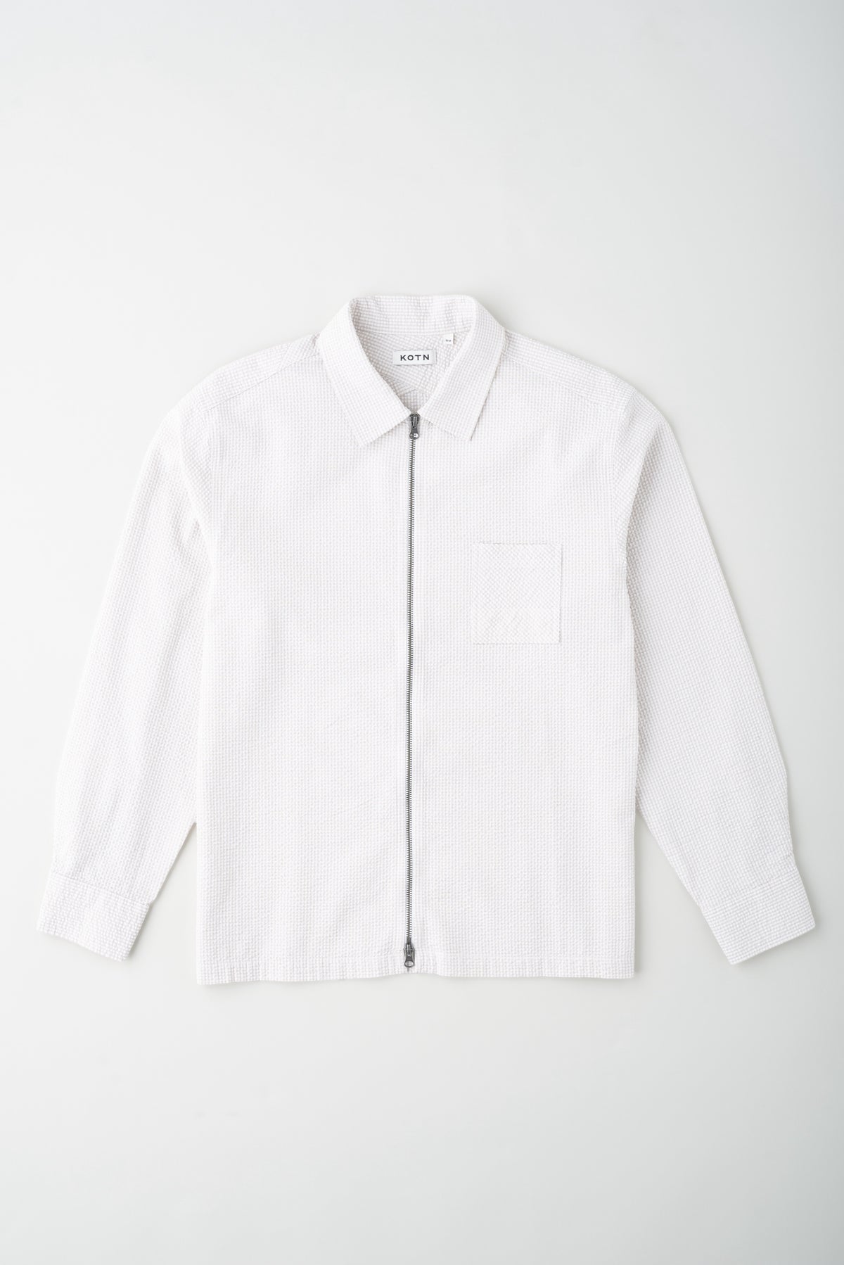 Chemise zippée Seersucker pour hommes en fog/White
