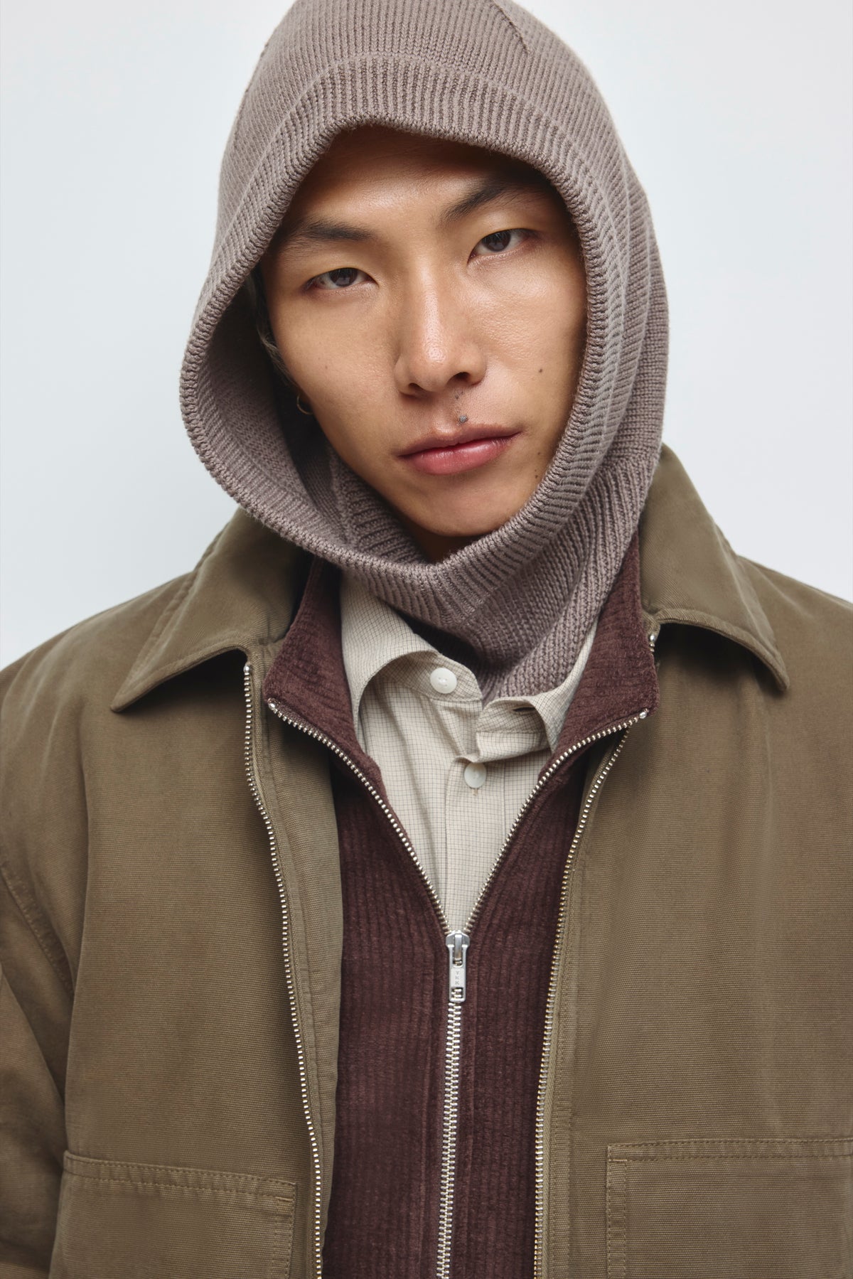 Merino Balaclava in Taupe Melange