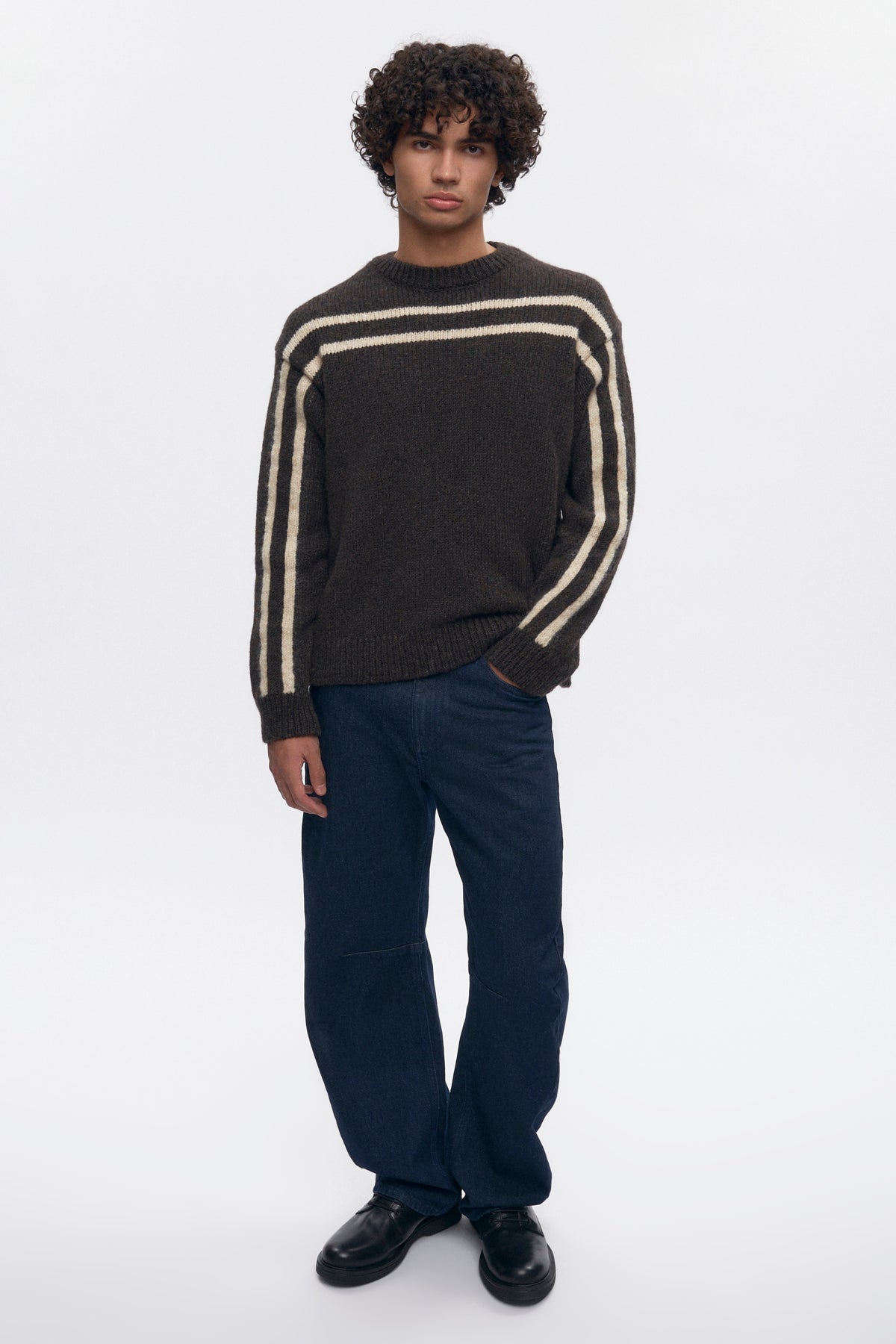 Men's Ali Crewneck Sweater in Cocoa/Oat