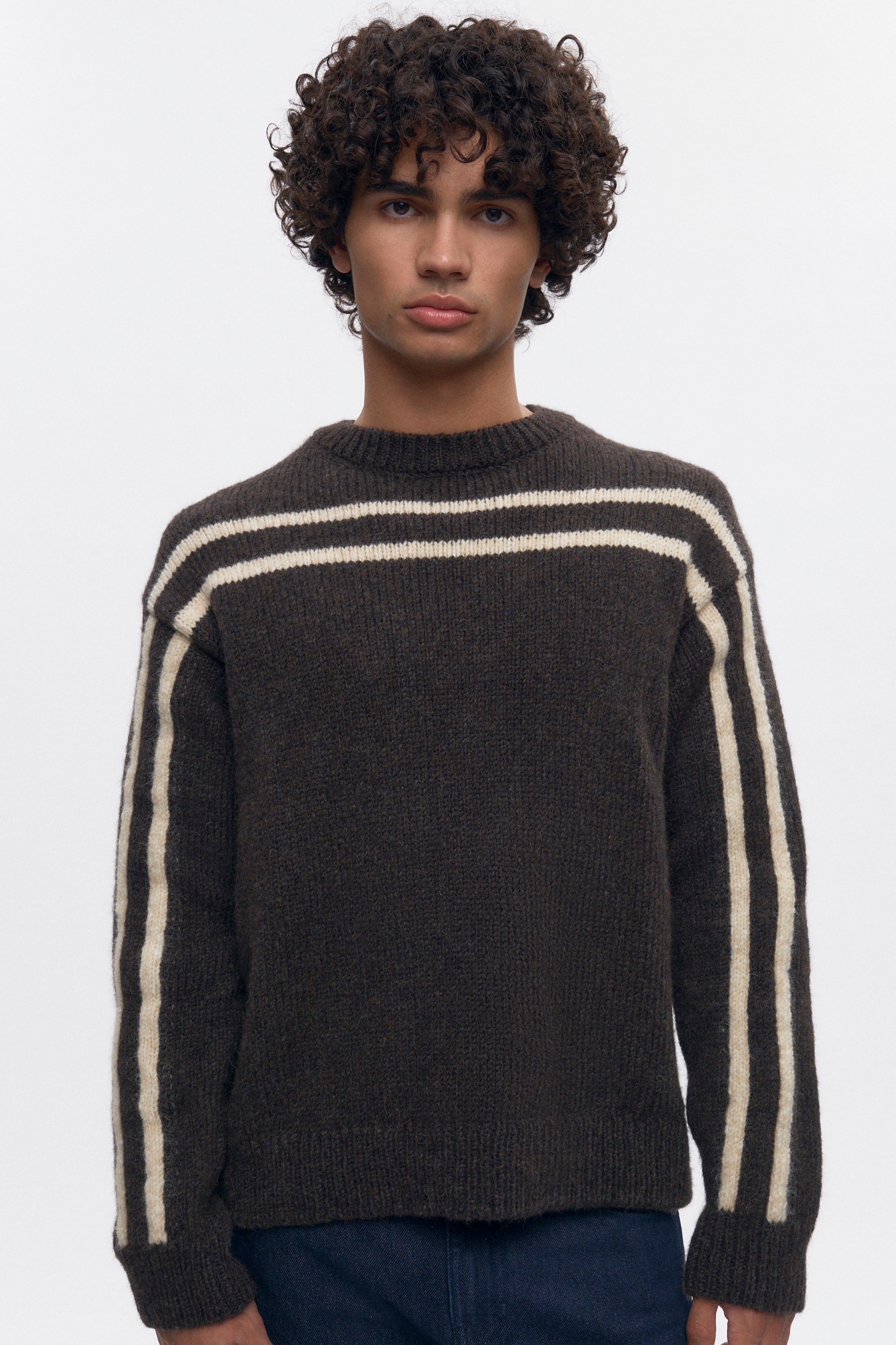 Pull à col rond Ali pour homme en cocoa/Oat