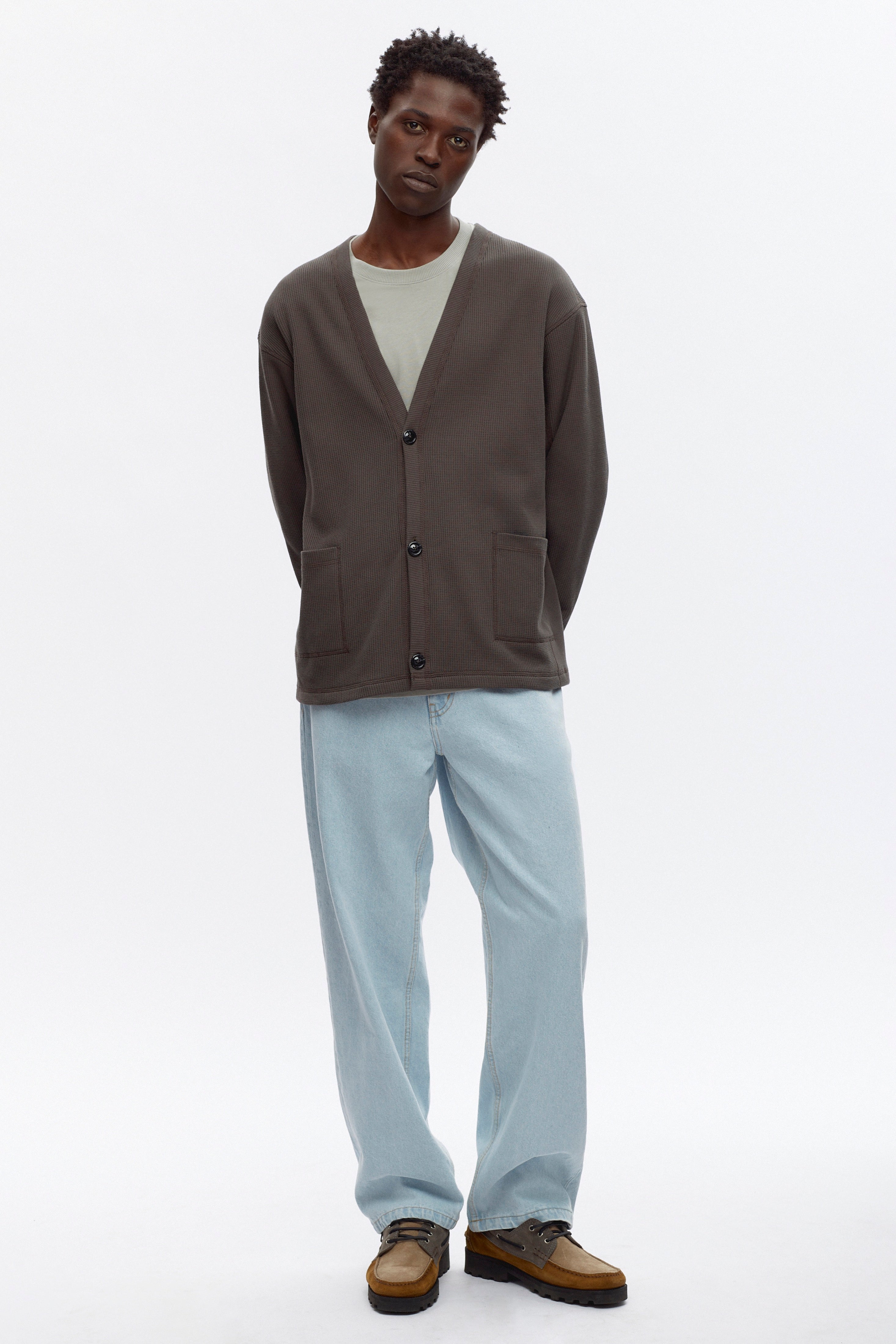 Cardigan gaufré Atlas en béluga