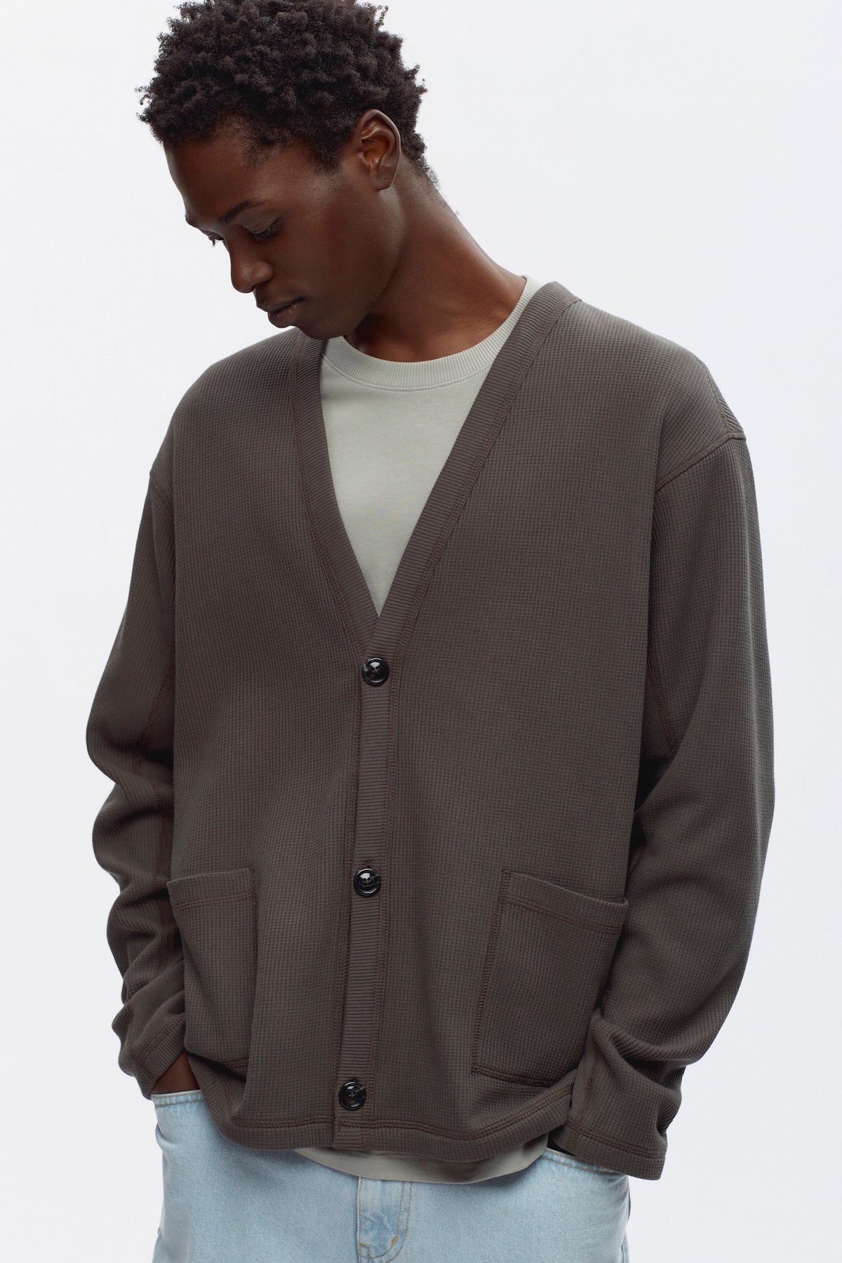 Cardigan gaufré Atlas en béluga