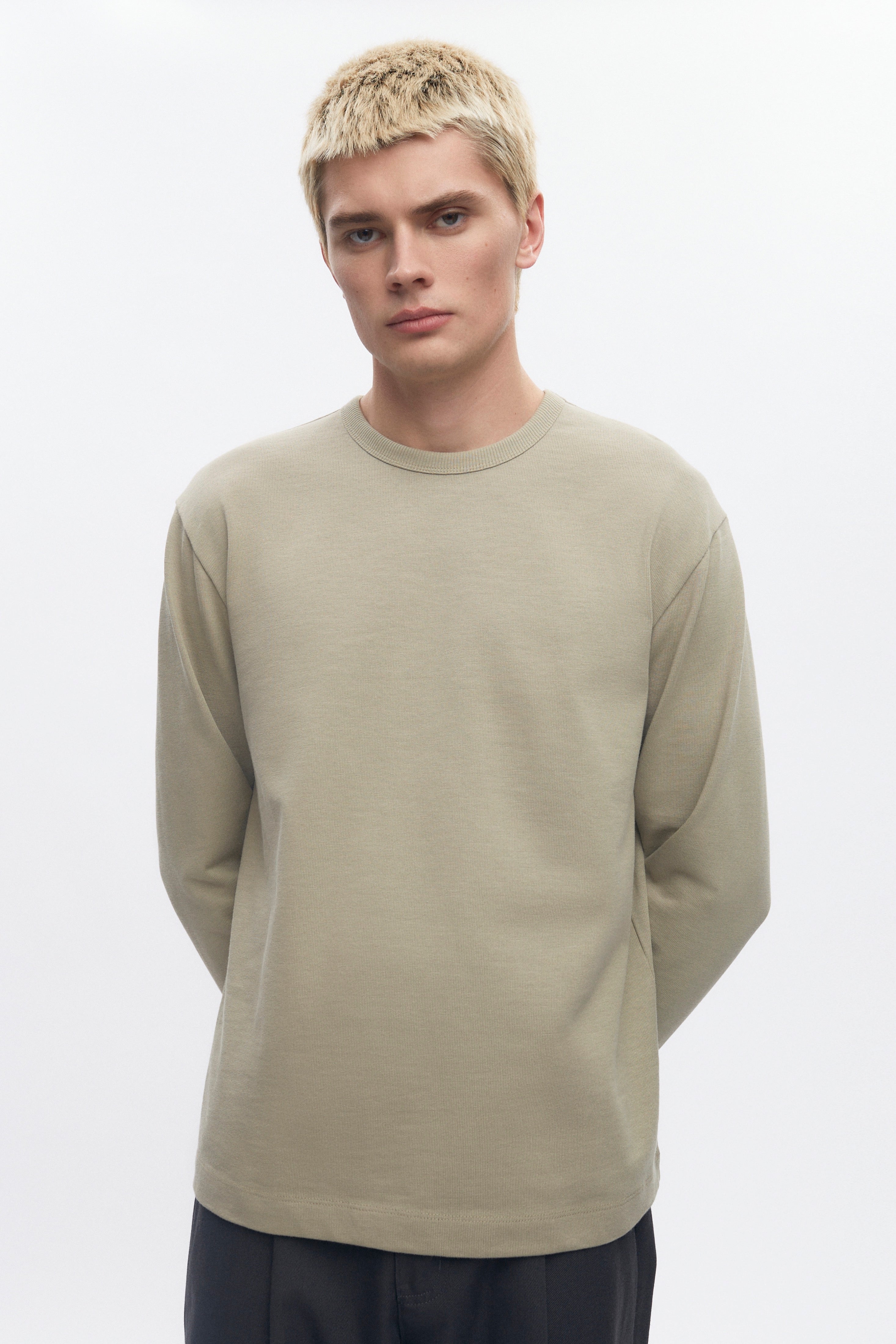 T-shirt à manches longues Box en jersey flammé pour homme en désert