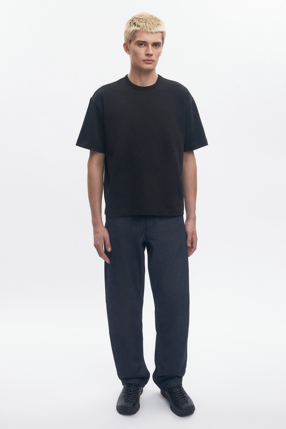 T-shirt Box Slub pour homme en noir