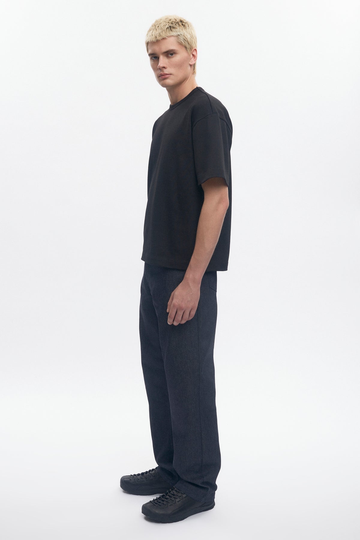 T-shirt Box Slub pour homme en noir