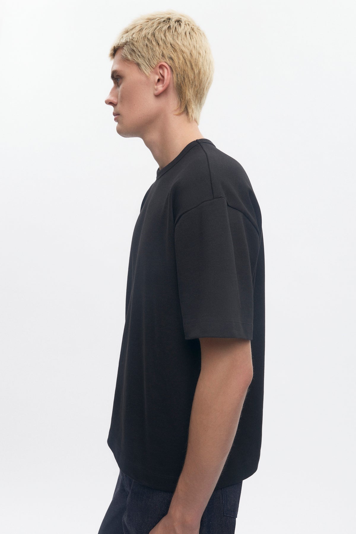 T-shirt Box Slub pour homme en noir