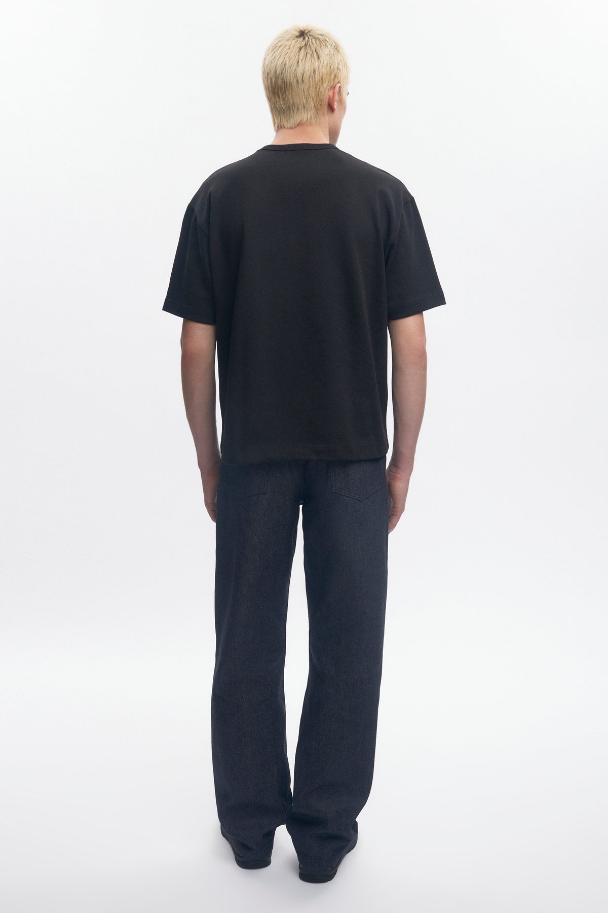 T-shirt Box Slub pour homme en noir