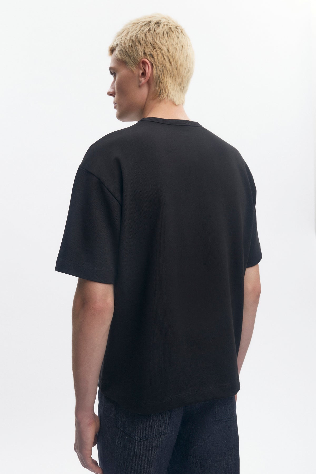 T-shirt Box Slub pour homme en noir