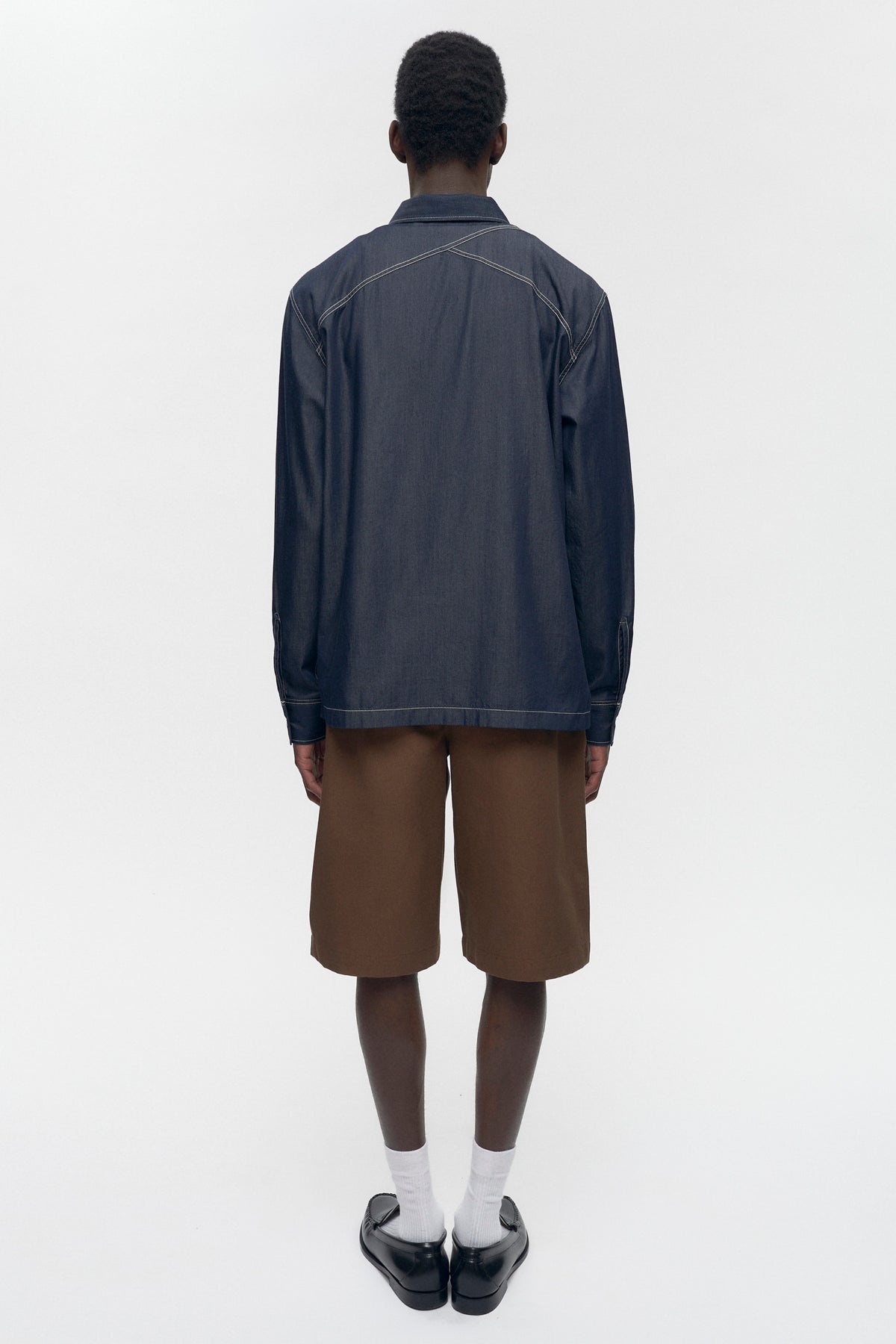 Chemise zippée en chambray pour hommes en rincez