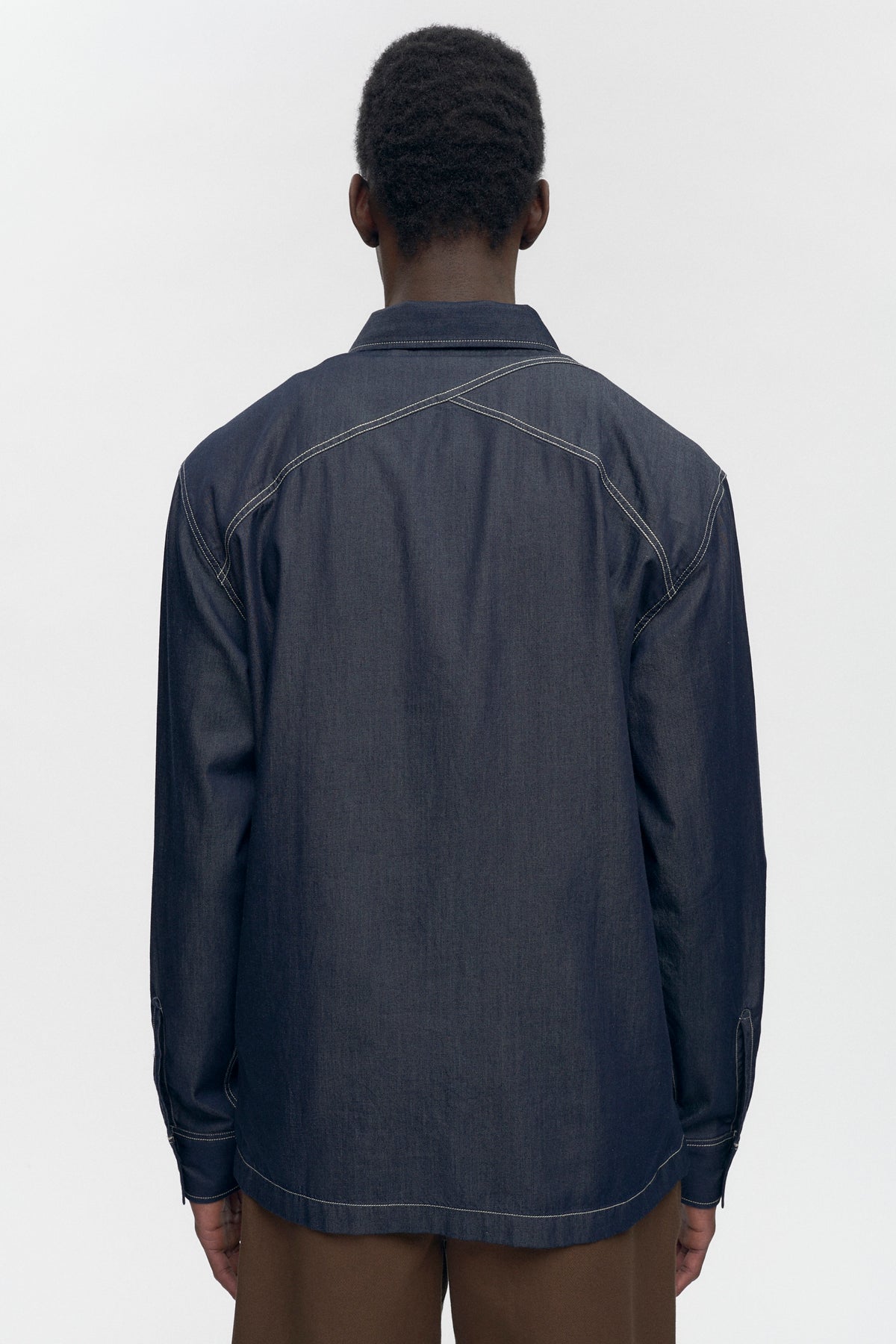 Chemise zippée en chambray pour hommes en rincez