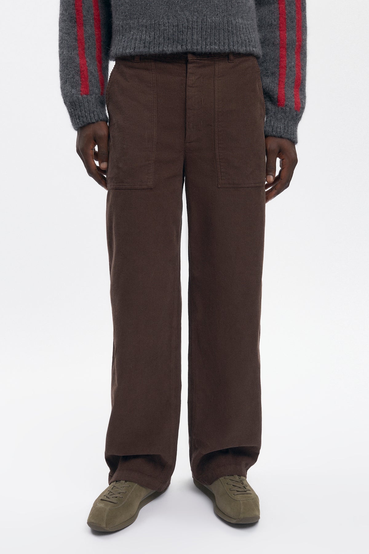 Pantalon de travail en velours côtelé pour homme en graine de café