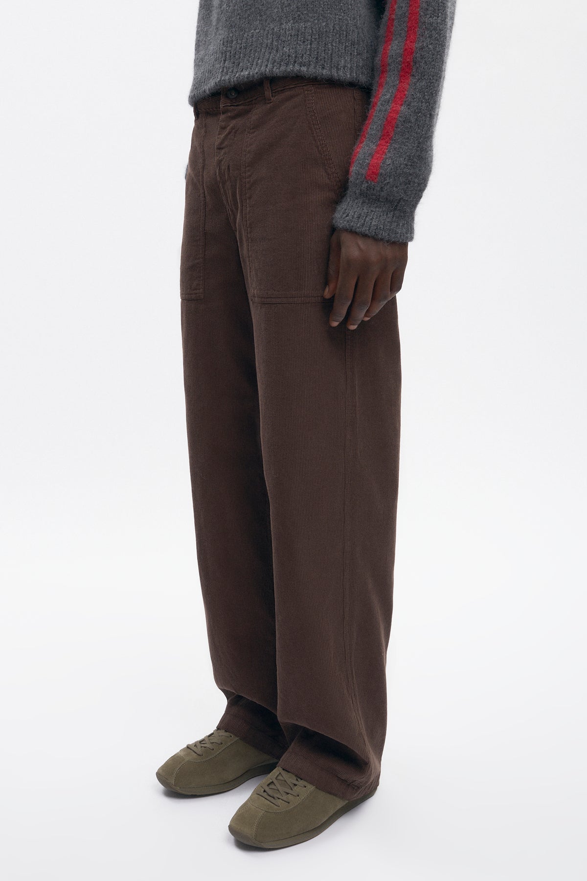 Pantalon de travail en velours côtelé pour homme en graine de café