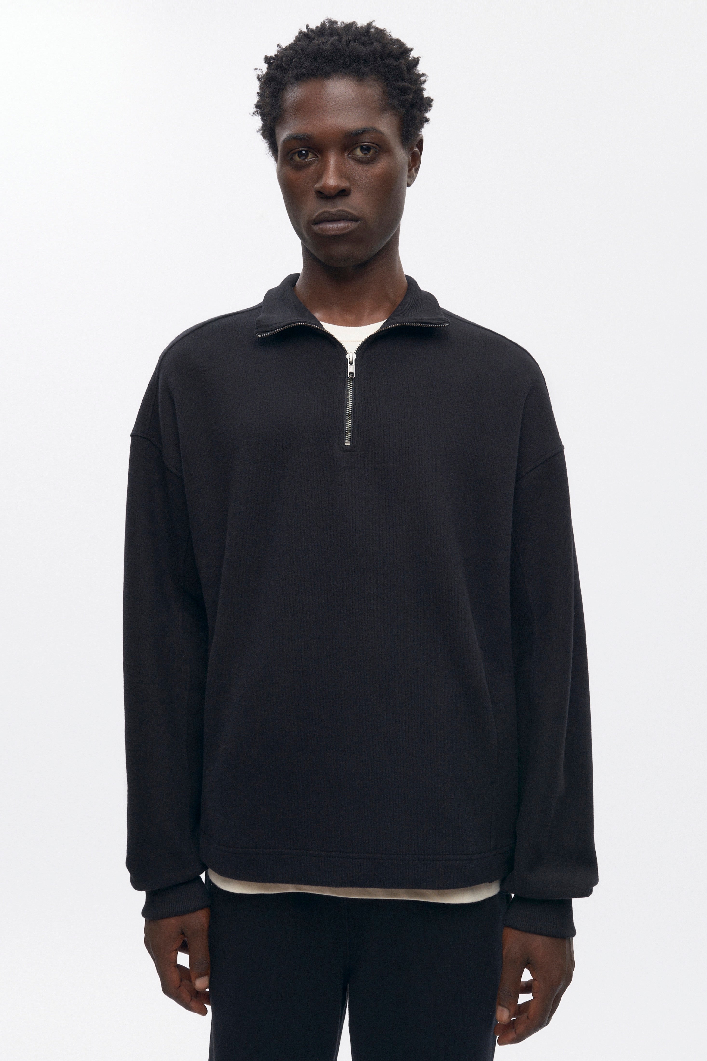 Pull à fermeture éclair quart de longueur pour homme en noir