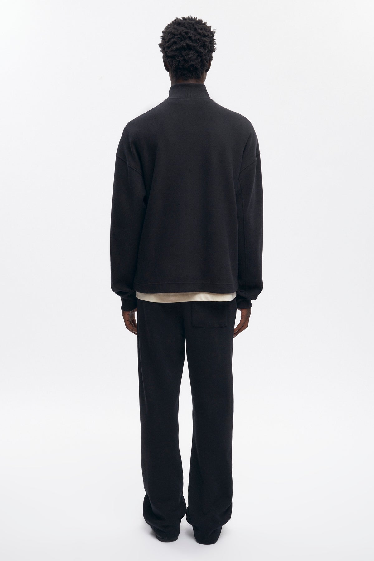 Pull à fermeture éclair quart de longueur pour homme en noir