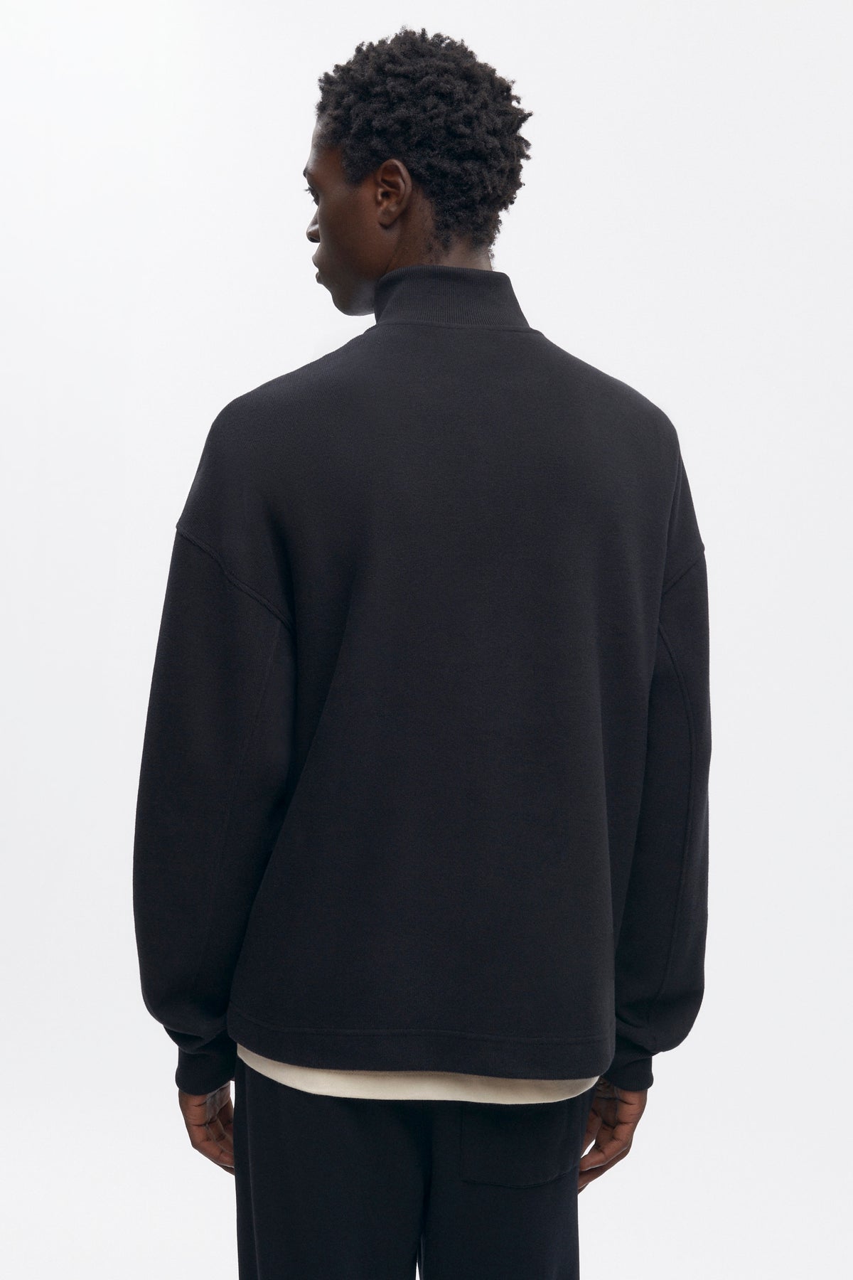 Pull à fermeture éclair quart de longueur pour homme en noir
