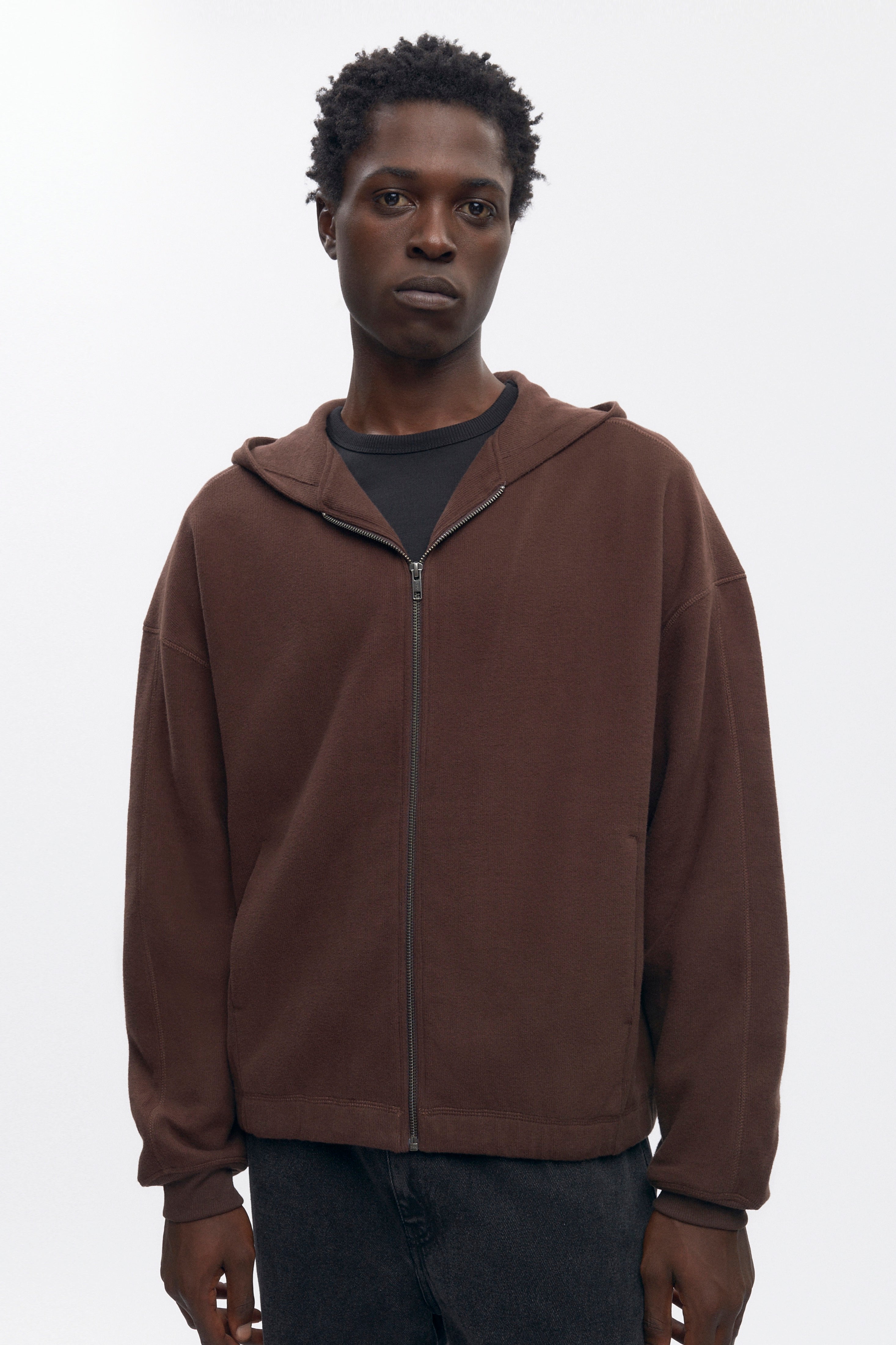 Sweat à capuche zippé confortable pour hommes en graine de café