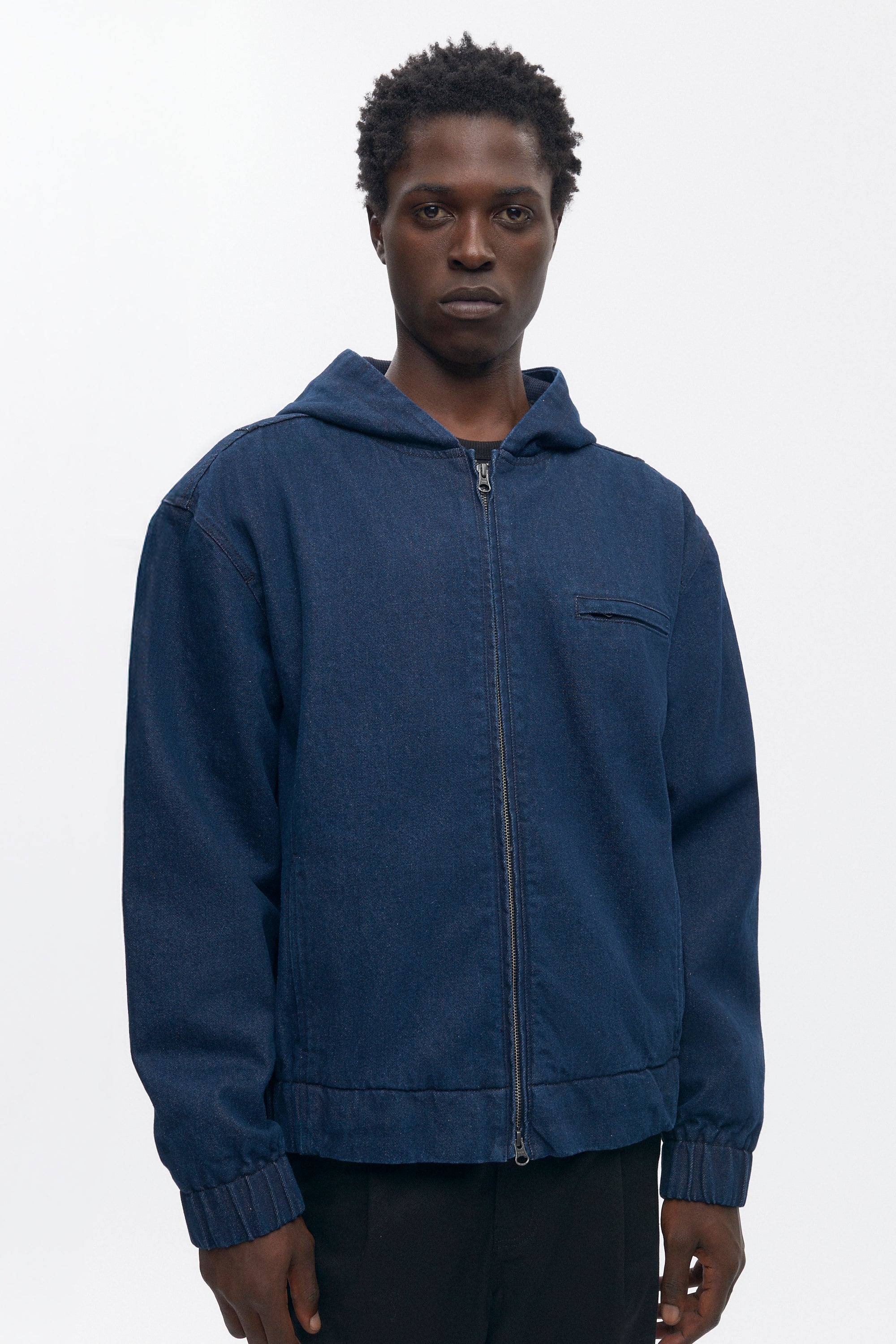 Veste à capuche en denim pour homme en rincez
