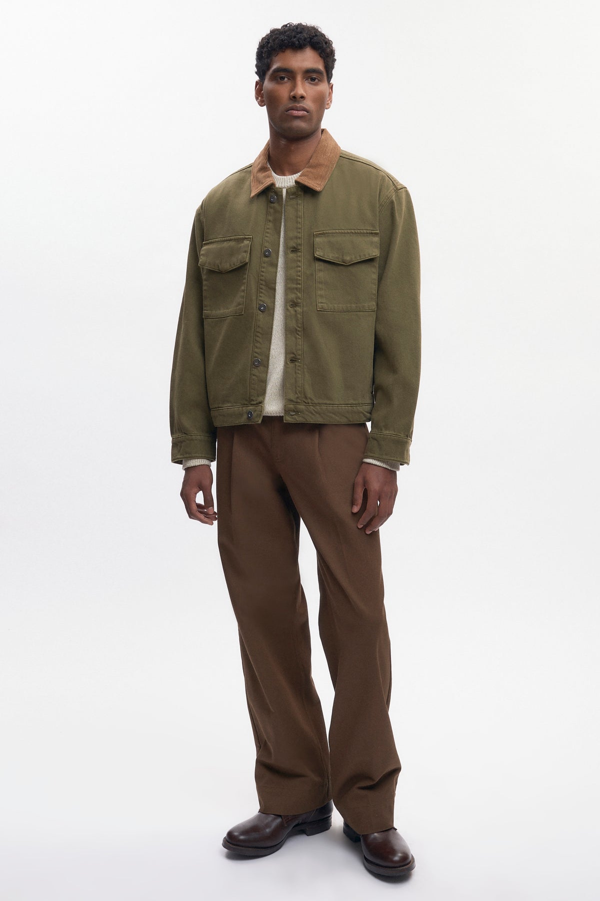 Surchemise en denim pour homme en olive