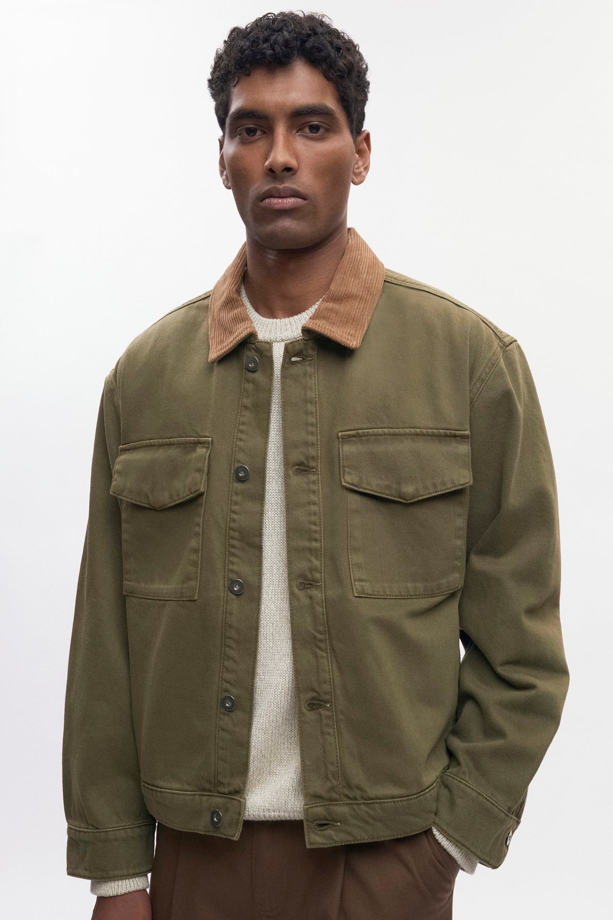 Surchemise en denim pour homme en olive