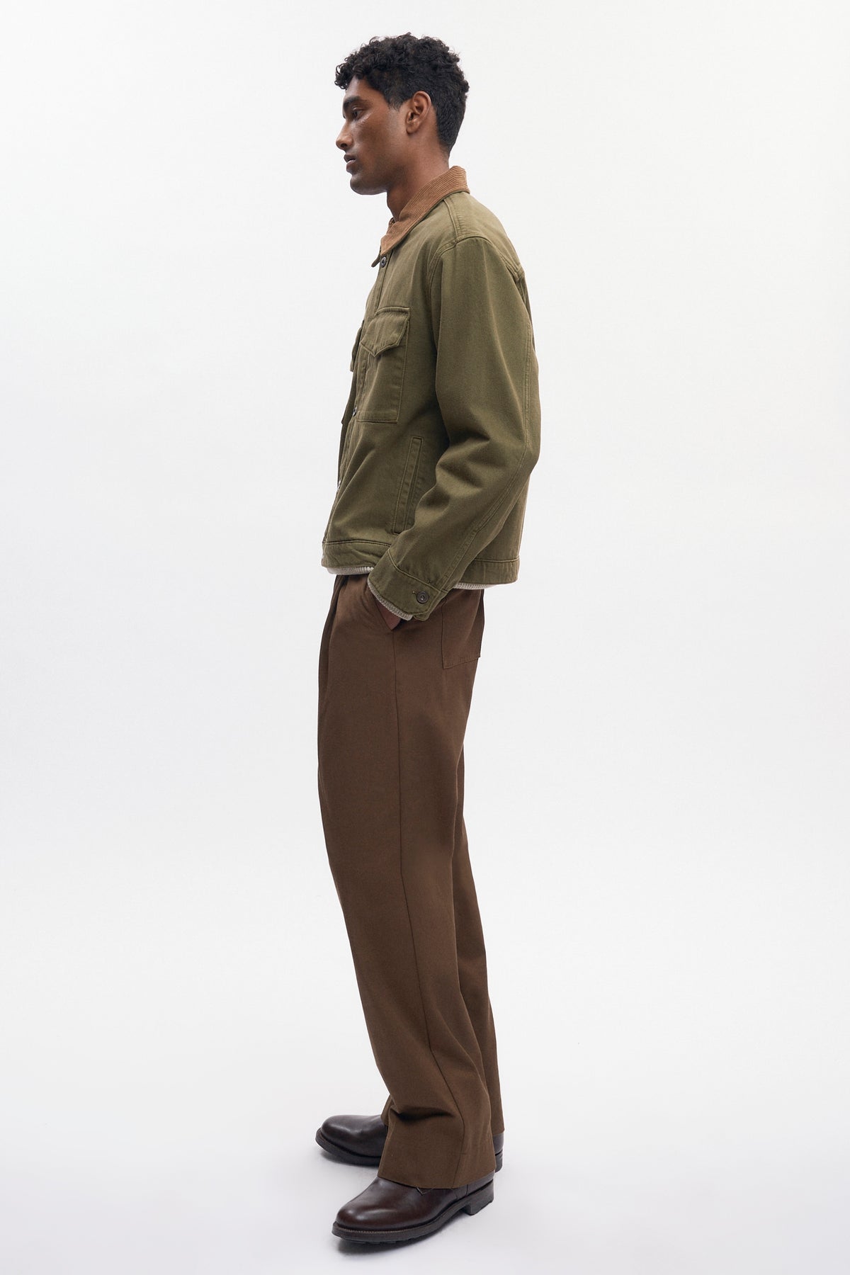 Surchemise en denim pour homme en olive