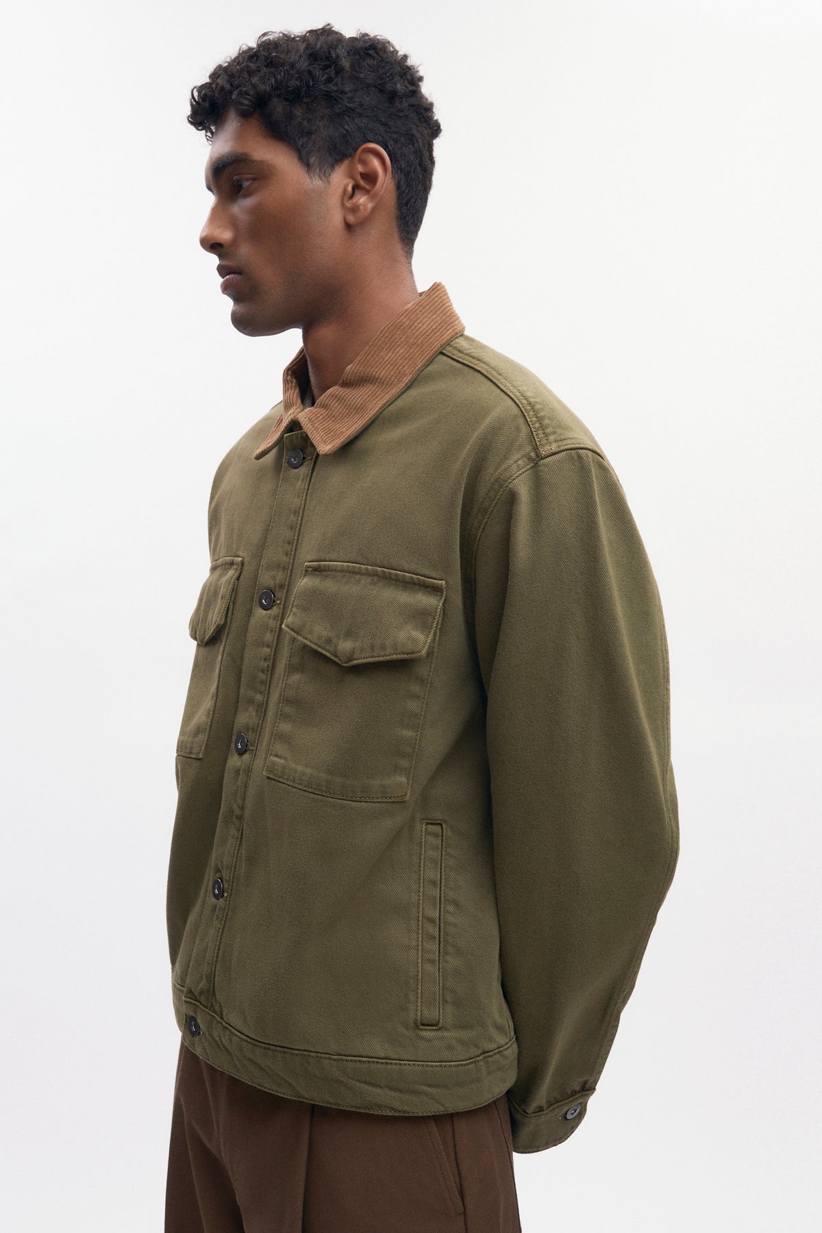 Surchemise en denim pour homme en olive