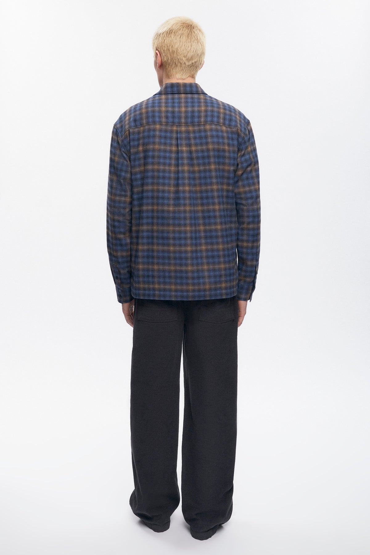 Chemise en flanelle pour homme en blue Plaid