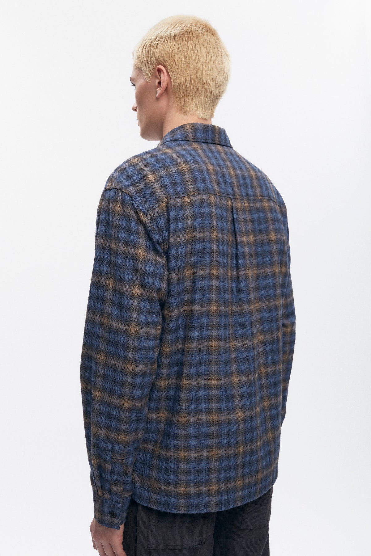 Chemise en flanelle pour homme en blue Plaid