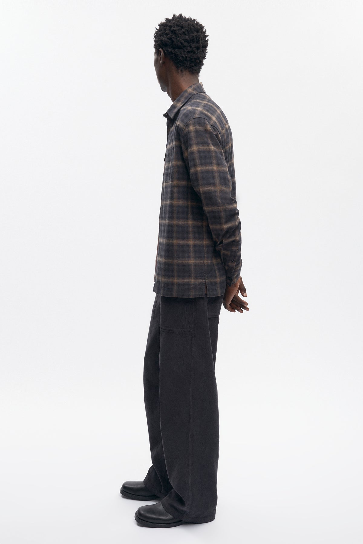 Chemise en flanelle pour homme en tartan brun