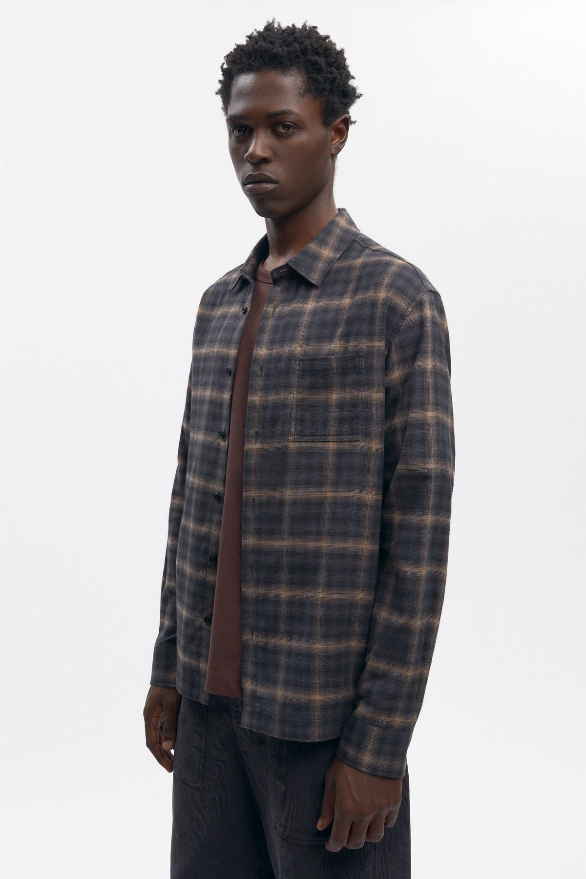 Chemise en flanelle pour homme en tartan brun
