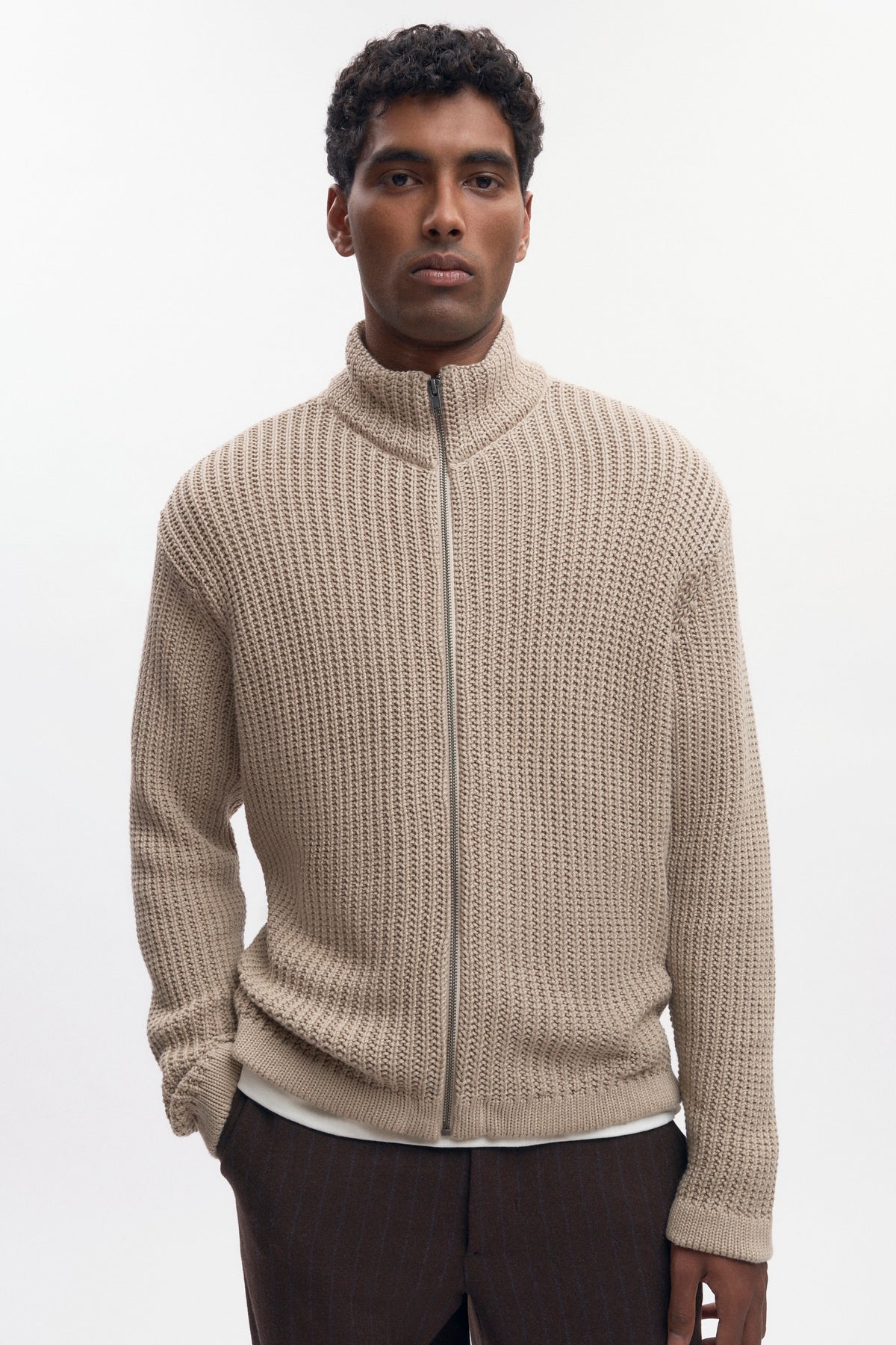 Pull à fermeture éclair Hadi pour homme en oat
