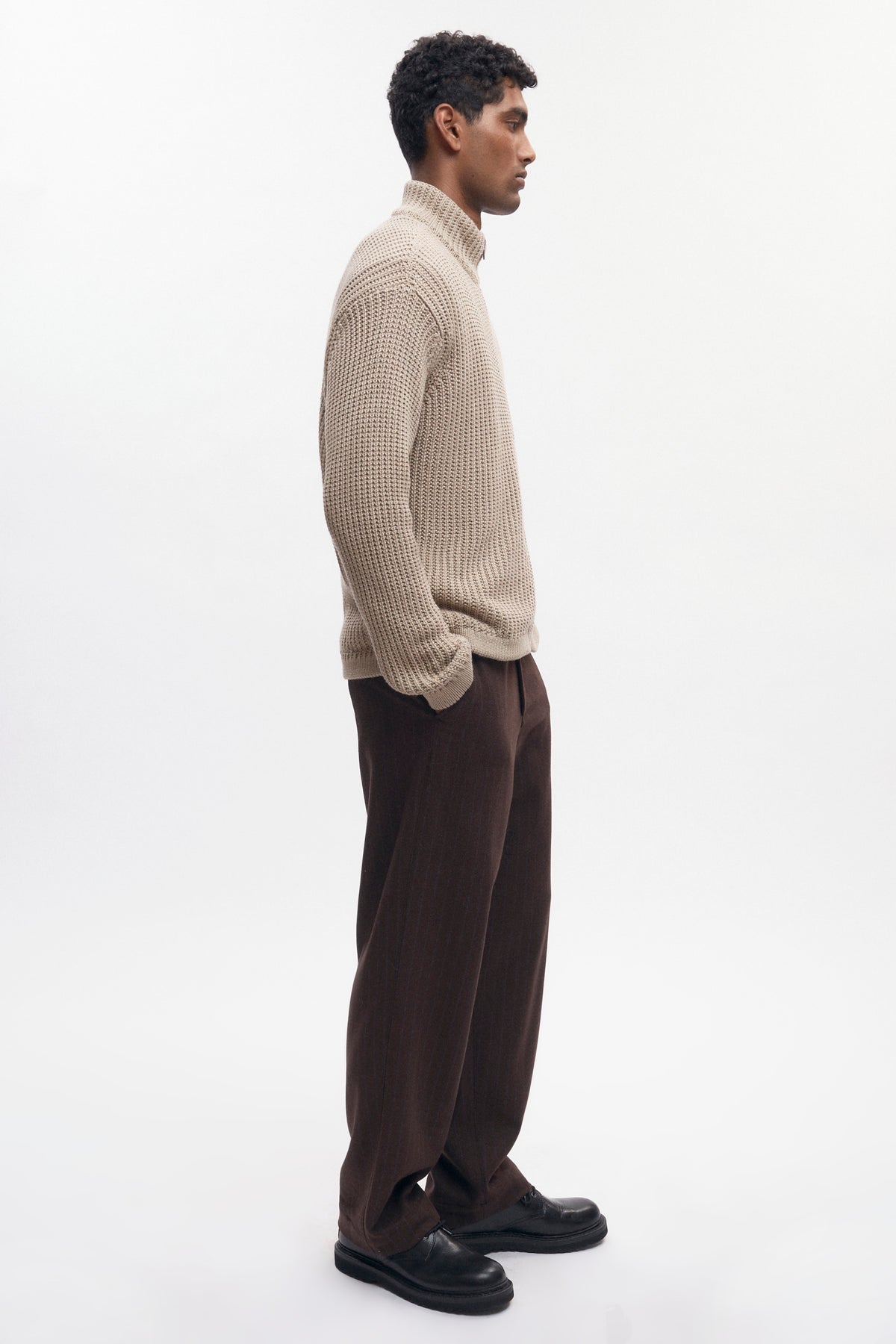 Pull à fermeture éclair Hadi pour homme en oat