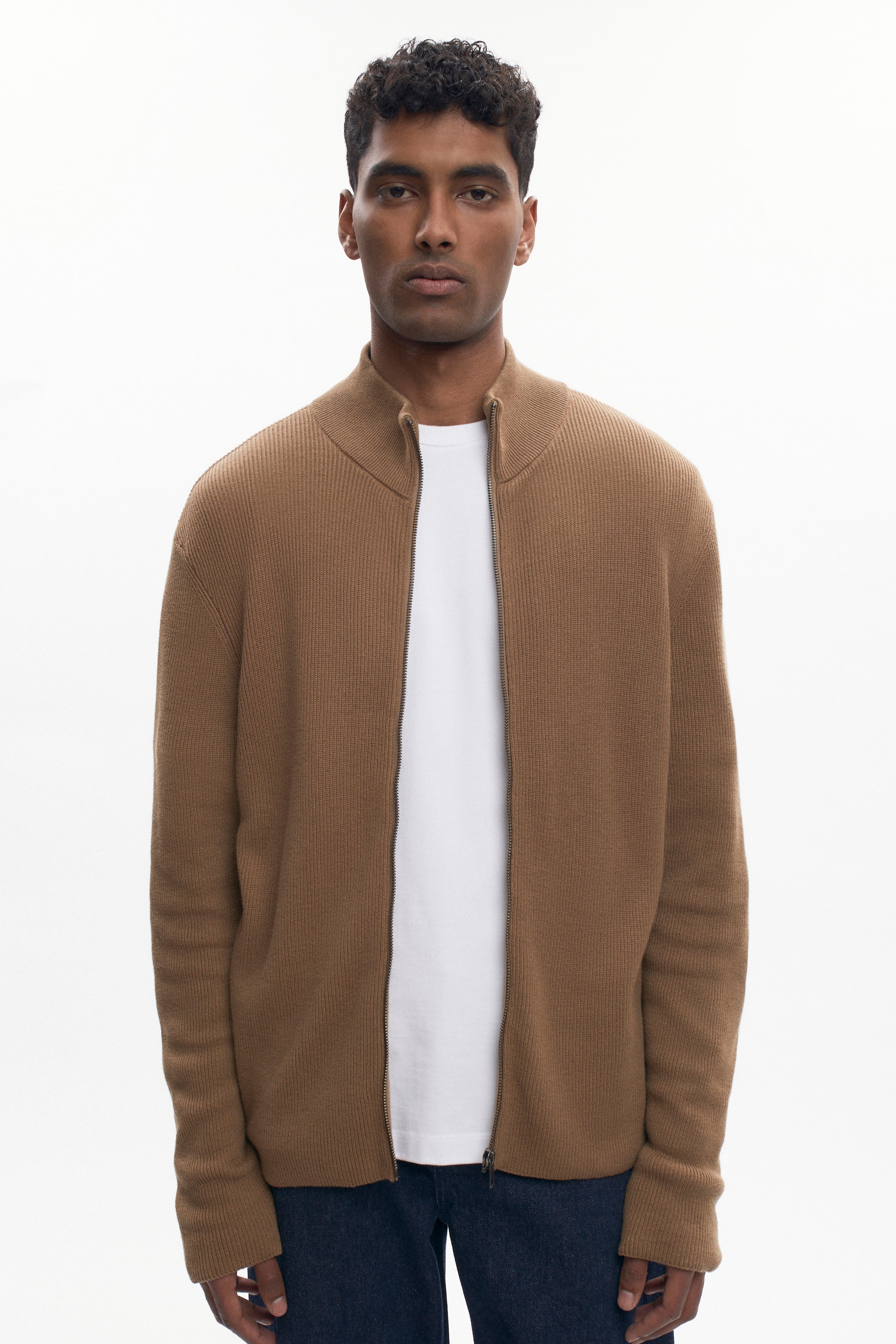 Pull léger à fermeture éclair pour homme en loutre