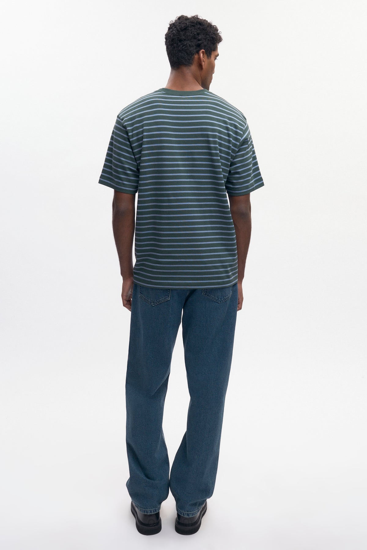 T-shirt d'épaisseur moyenne pour hommes en bottle Green/Columbia Stripe