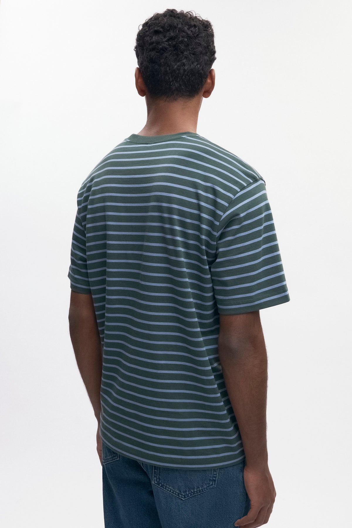 T-shirt d'épaisseur moyenne pour hommes en bottle Green/Columbia Stripe