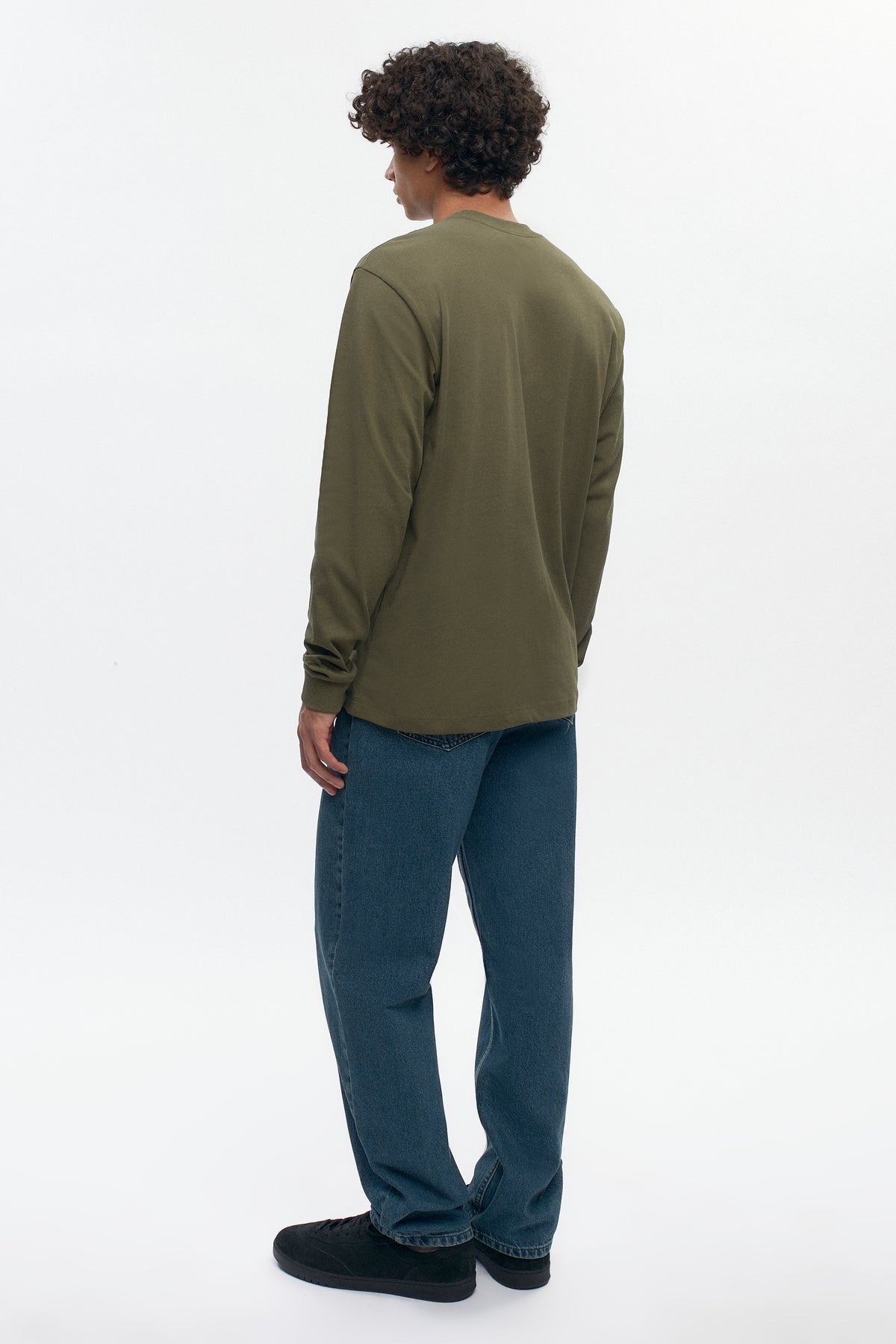 T-shirt à manches longues d'épaisseur moyenne pour hommes en olive
