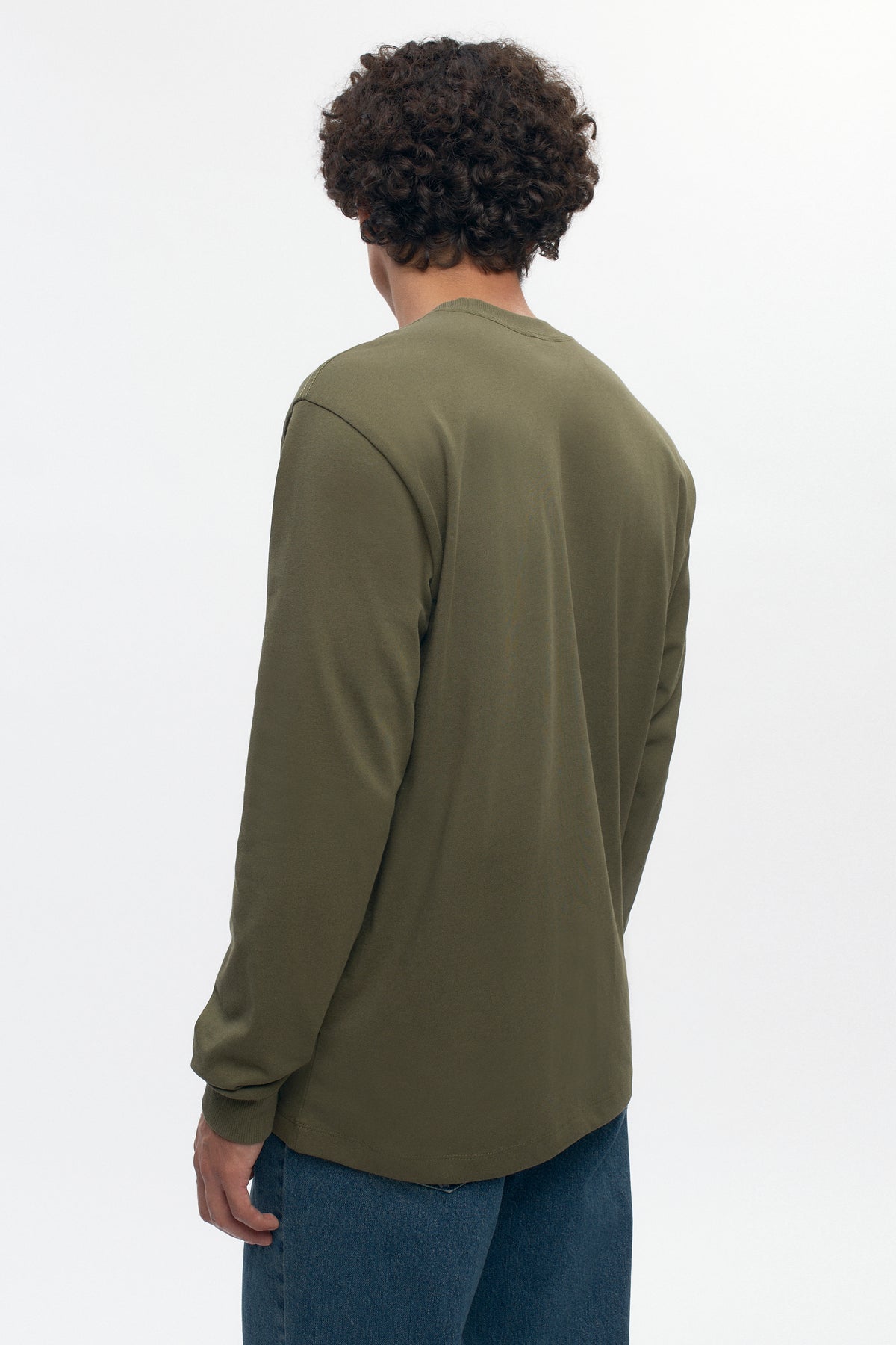 T-shirt à manches longues d'épaisseur moyenne pour hommes en olive