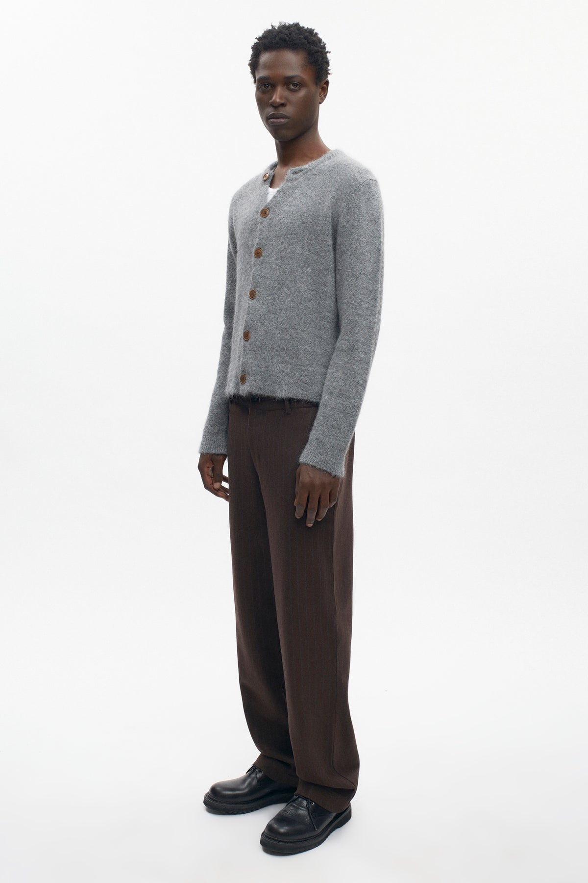 Men's Noor Fuzzy Cardigan in Medium Grey