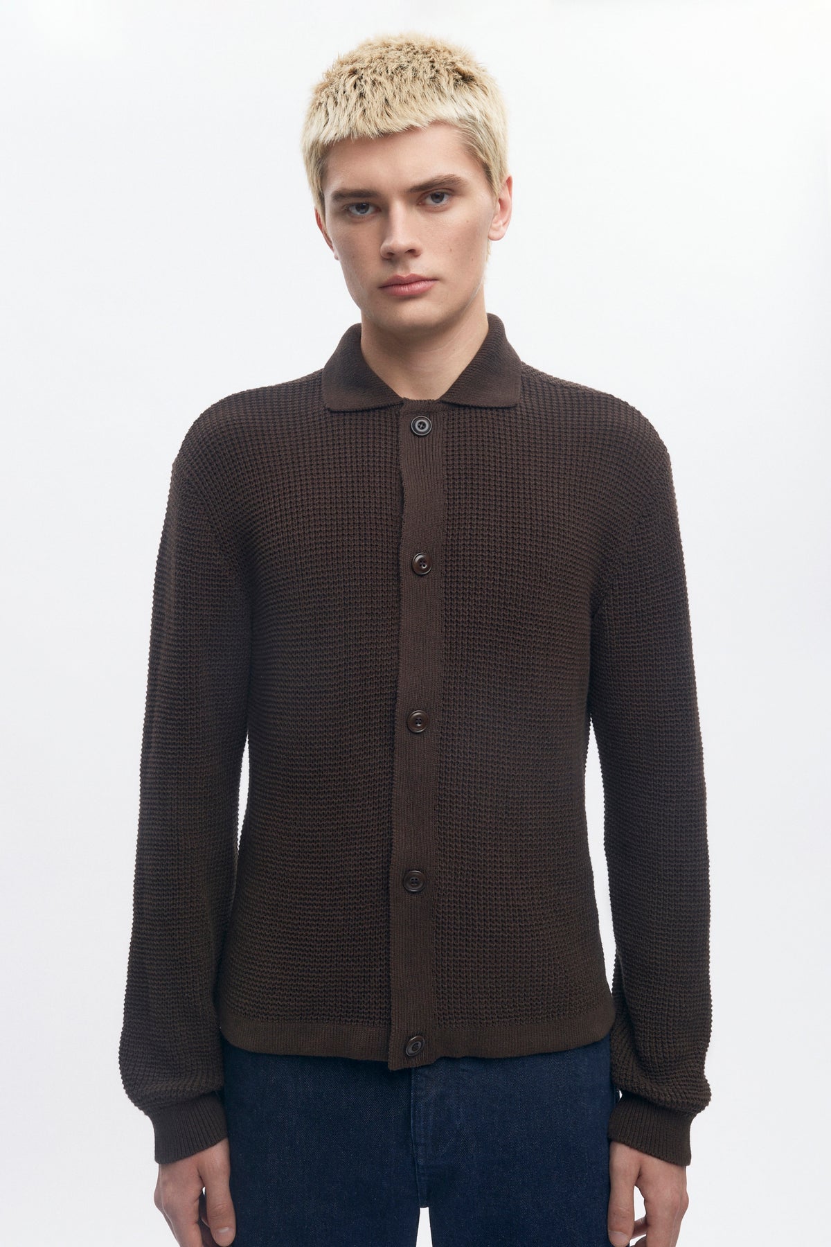 Chemise en maille ouverte pour homme en mélange grains de café